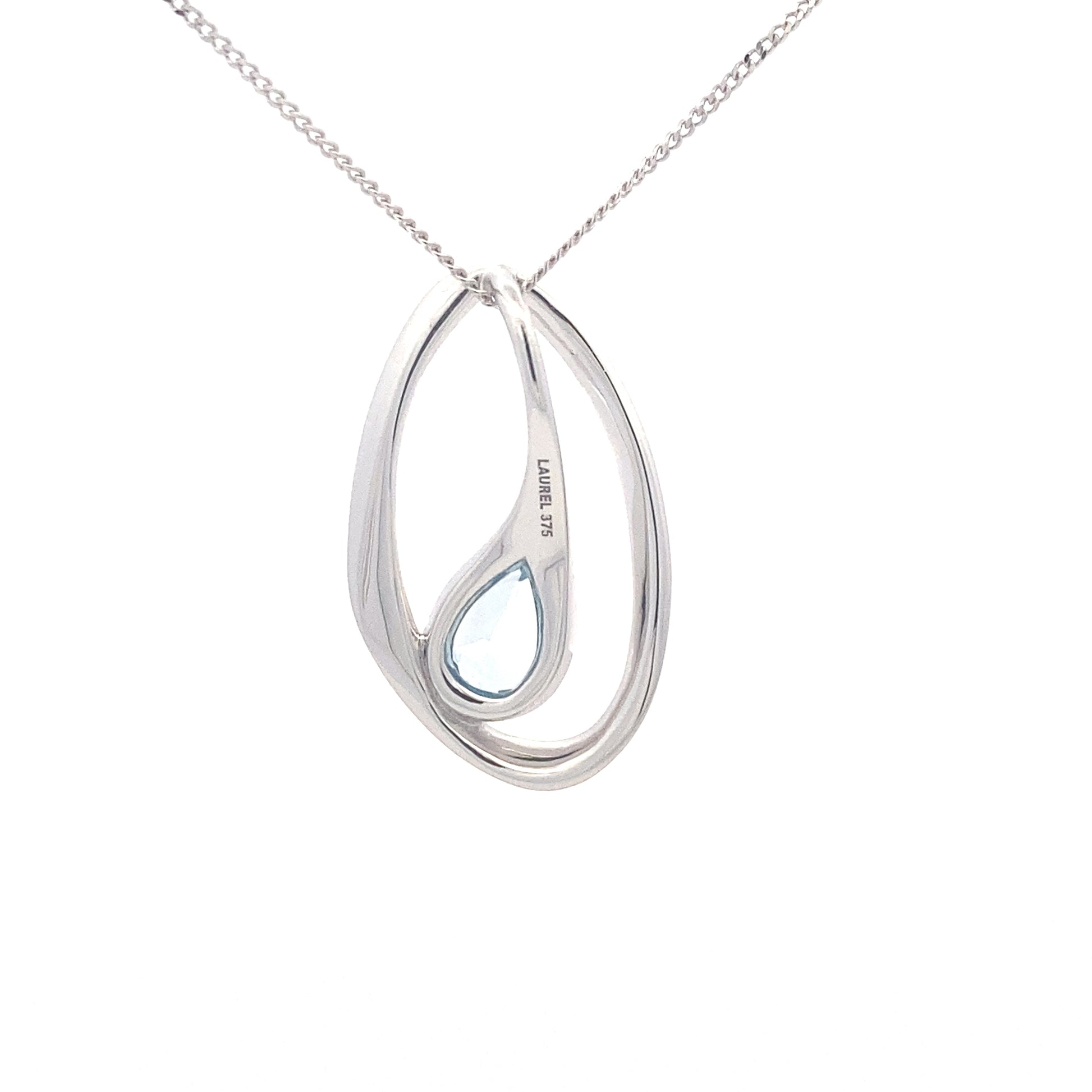 Pear Shaped Swiss Blue Topaz Fancy Style Pendant Gardiner Brothers