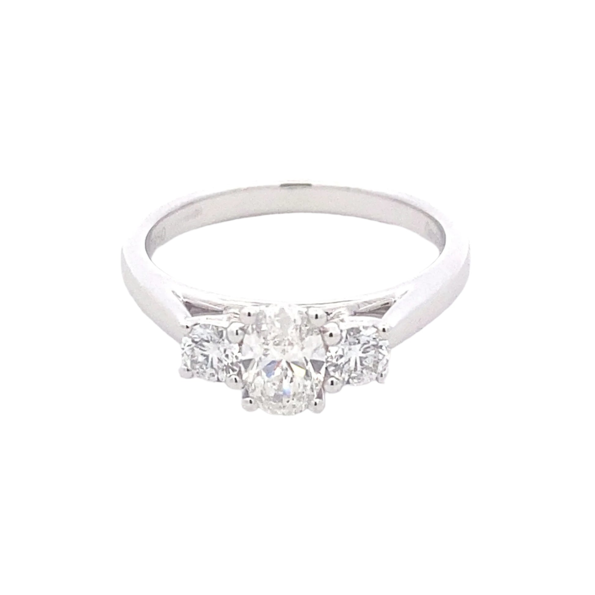 Oval and round brilliant cut diamond 3 stone ring - 0.80cts Gardiner Brothers
