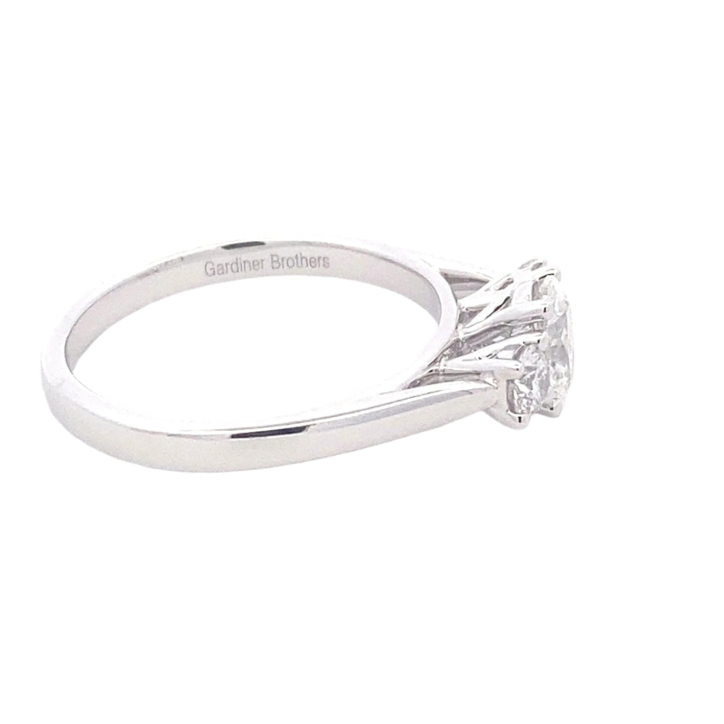 Oval and round brilliant cut diamond 3 stone ring - 0.80cts Gardiner Brothers