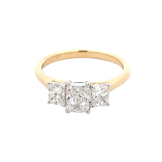 Radiant Cut Diamond 3 Stone Ring - 1.32cts Gardiner Brothers