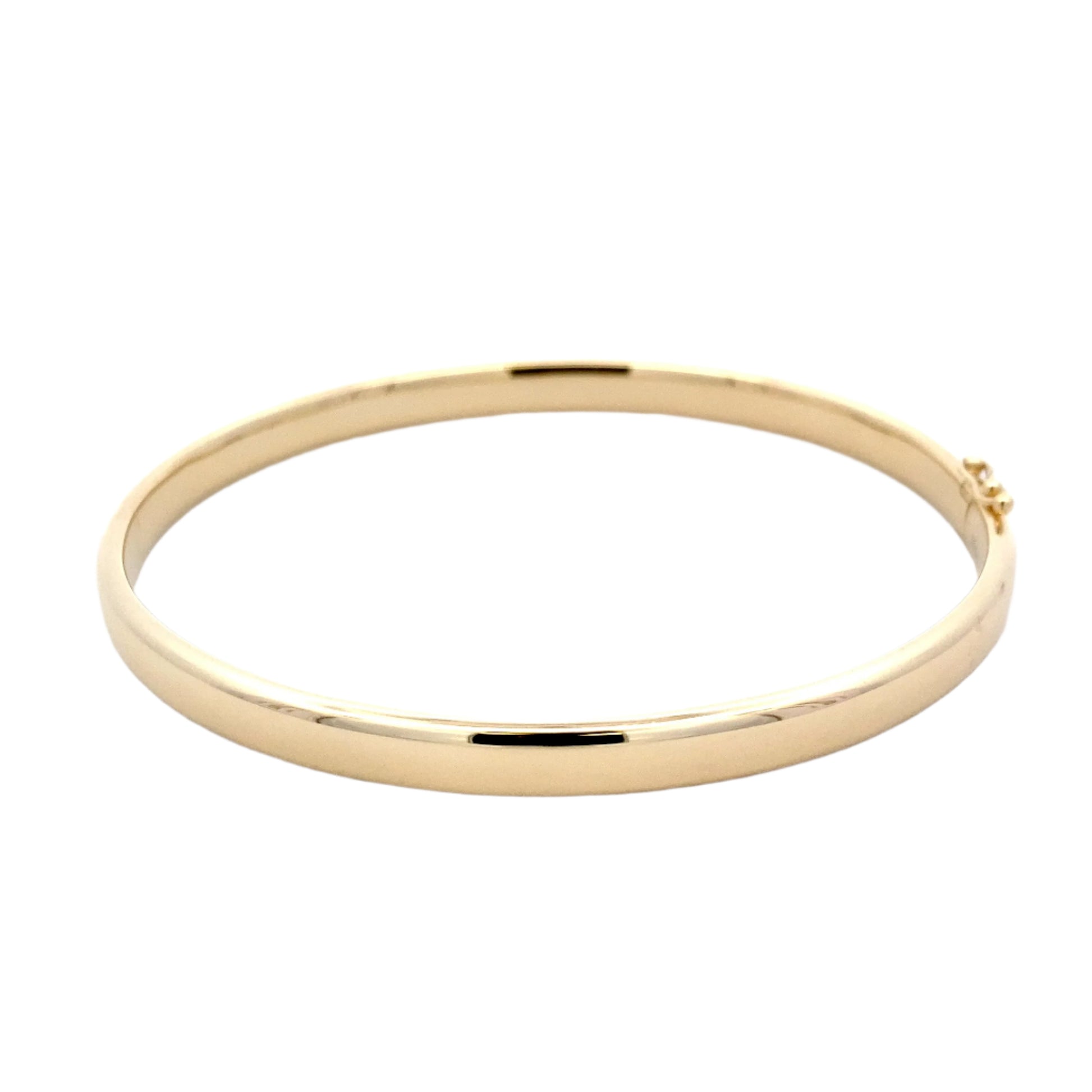 Yellow gold 6mm solid bangle with a court profile Gardiner Brothers