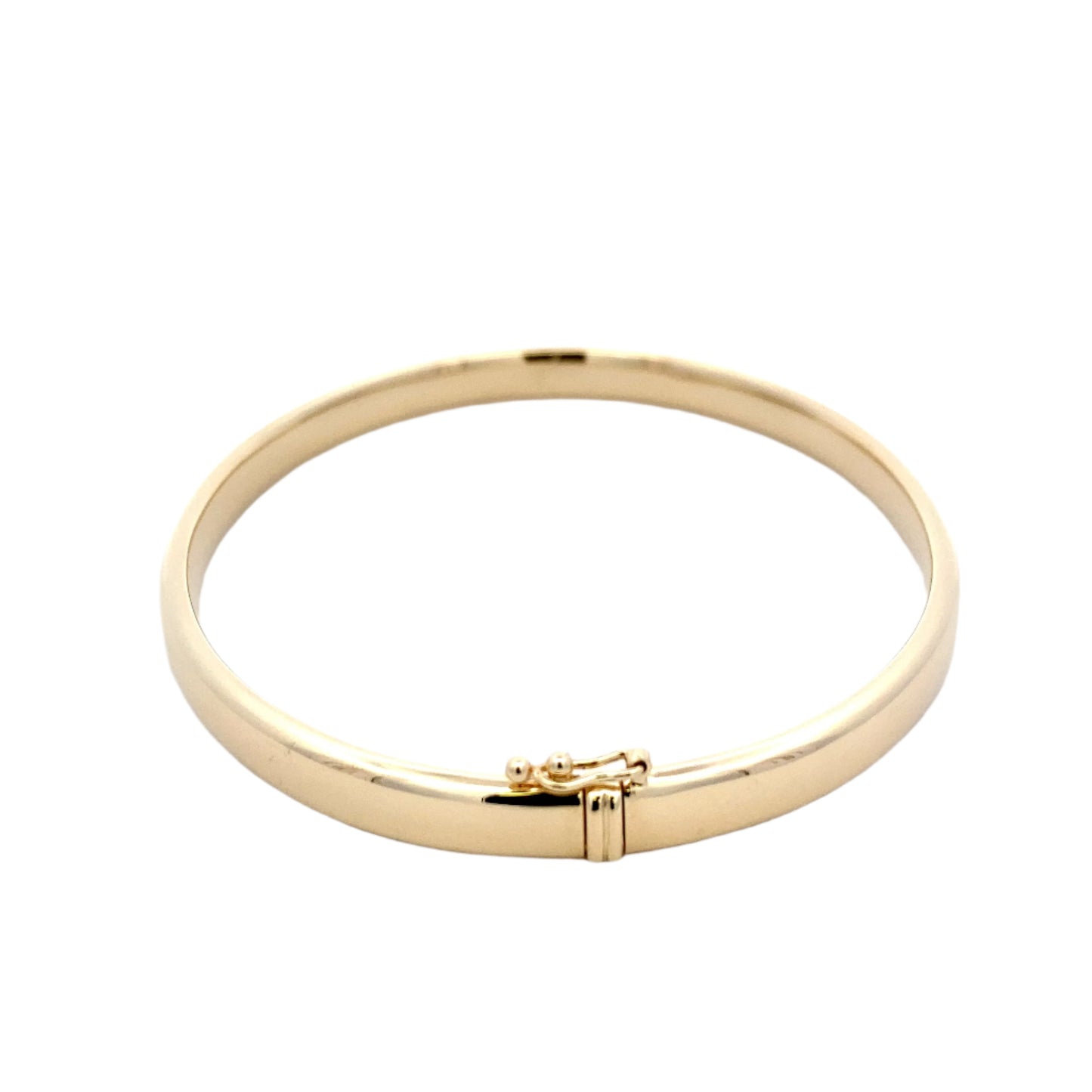 Yellow gold 6mm solid bangle with a court profile Gardiner Brothers