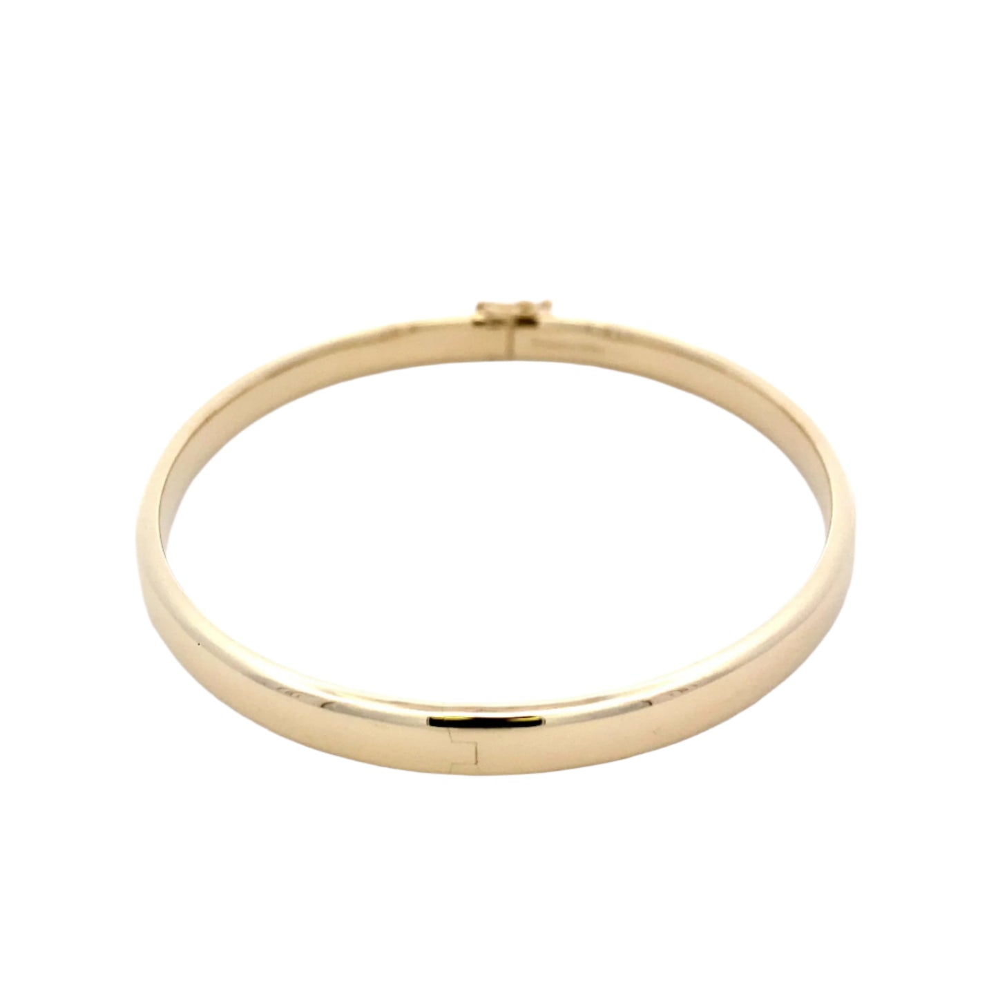 Yellow gold 6mm solid bangle with a court profile Gardiner Brothers