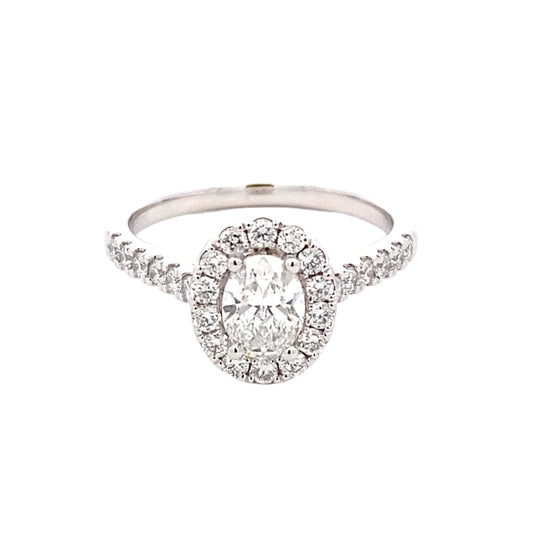 Oval Shaped Diamond Halo Cluster Ring Ring - 1.10cts Gardiner Brothers
