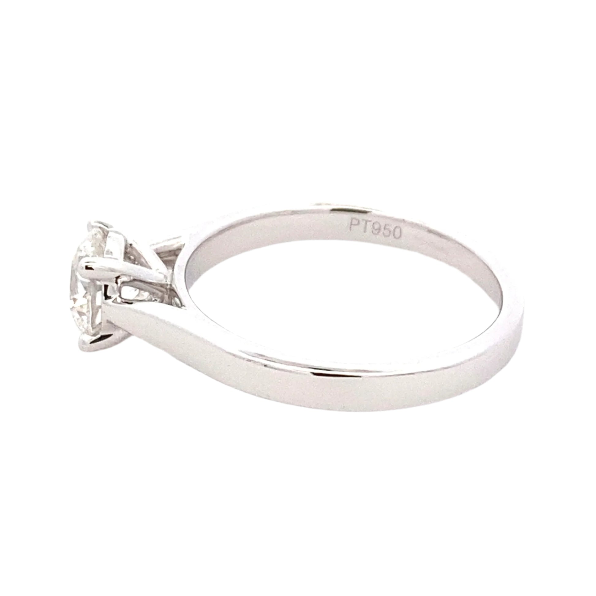 Platinum Round Brilliant cut diamond solitaire ring - 0.91cts Gardiner Brothers