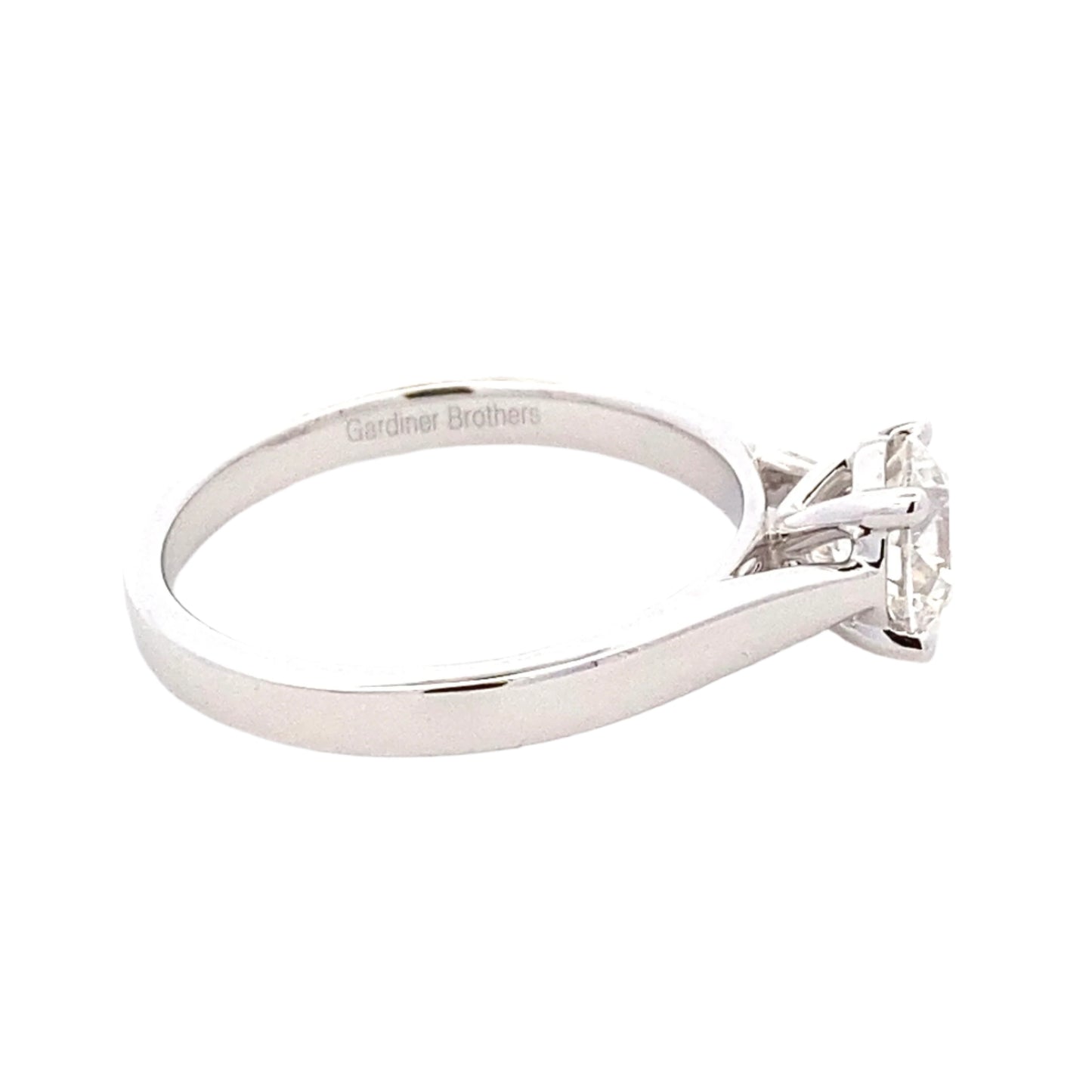 Platinum Round Brilliant cut diamond solitaire ring - 0.91cts Gardiner Brothers