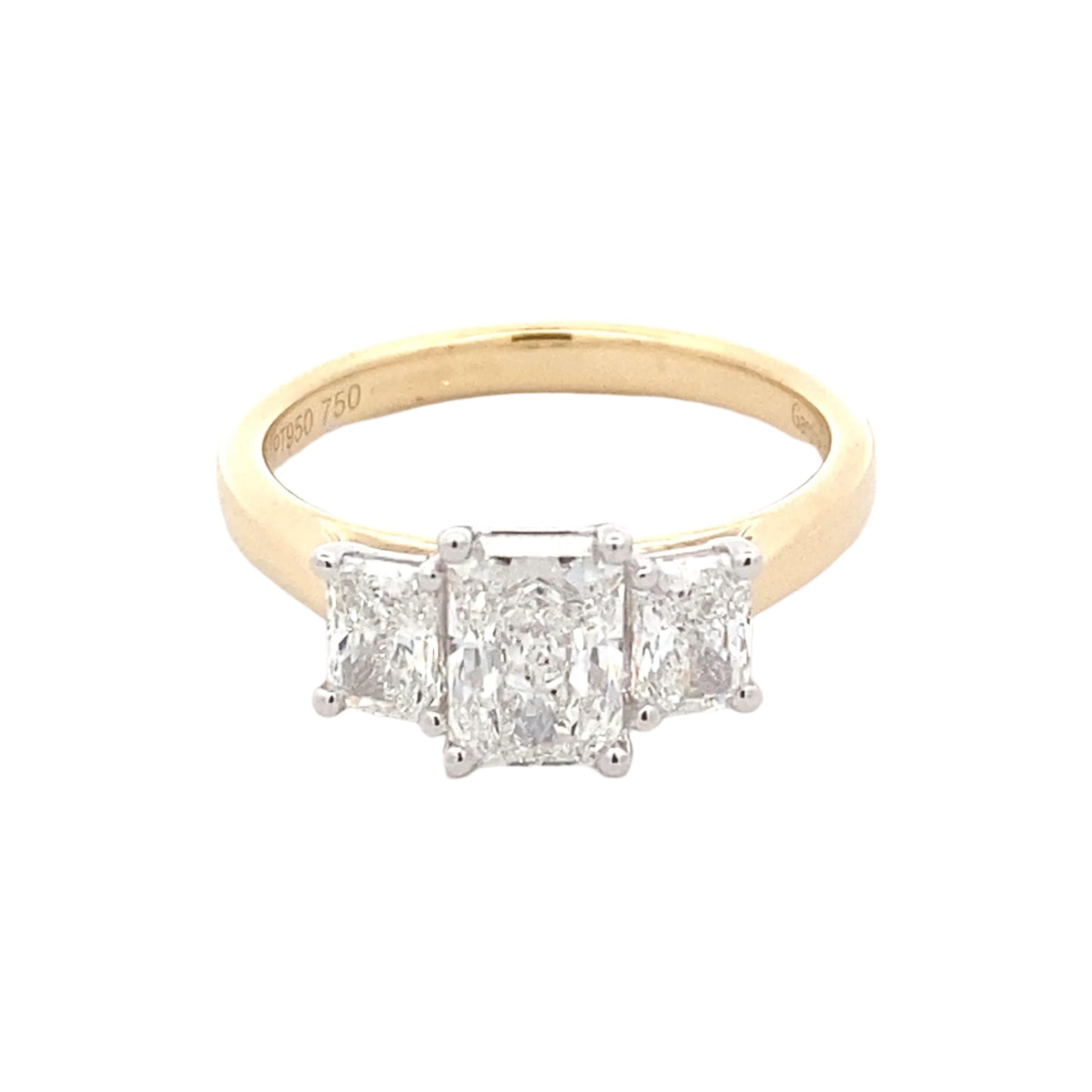 Radiant cut diamond 3 stone ring - 1.56cts Gardiner Brothers