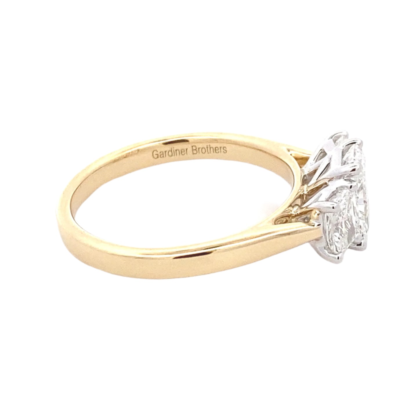 Radiant cut diamond 3 stone ring - 1.56cts Gardiner Brothers