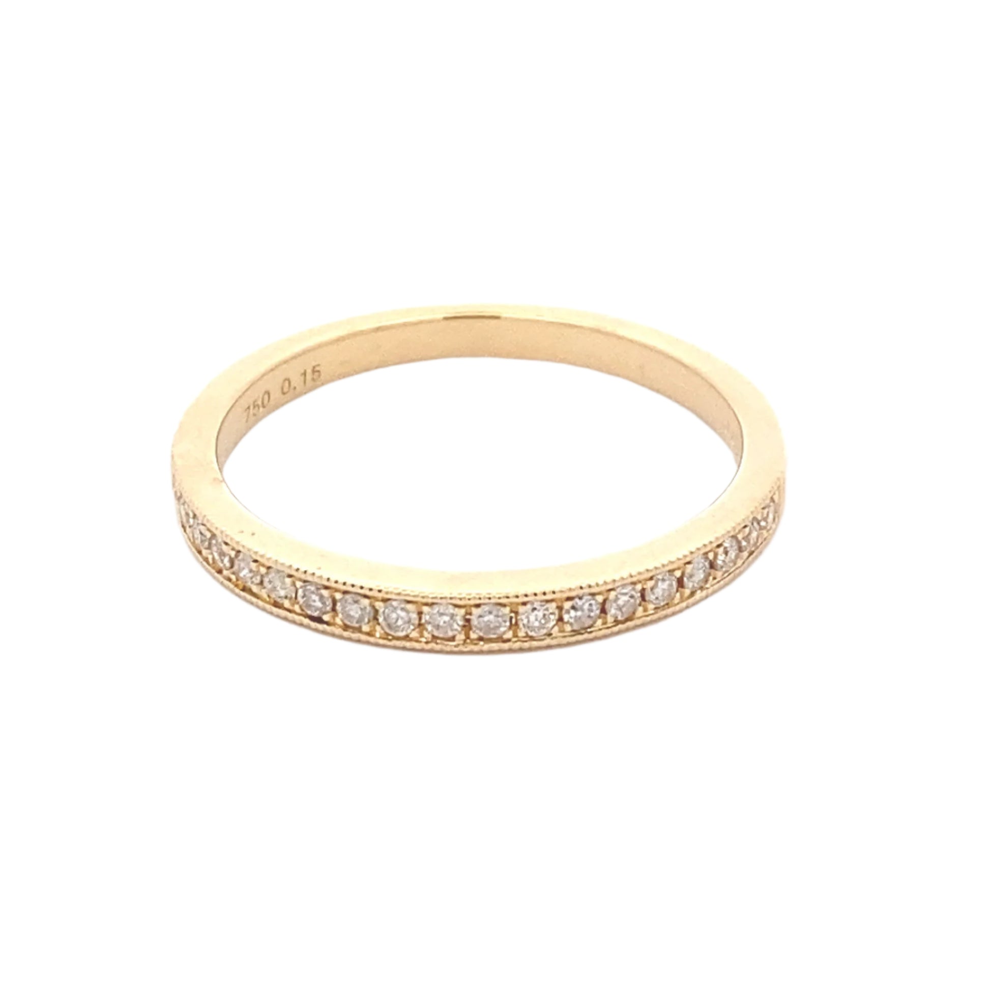 Milgrain Edge Diamond Set Wedding Band Gardiner Brothers 18ct Yellow Gold