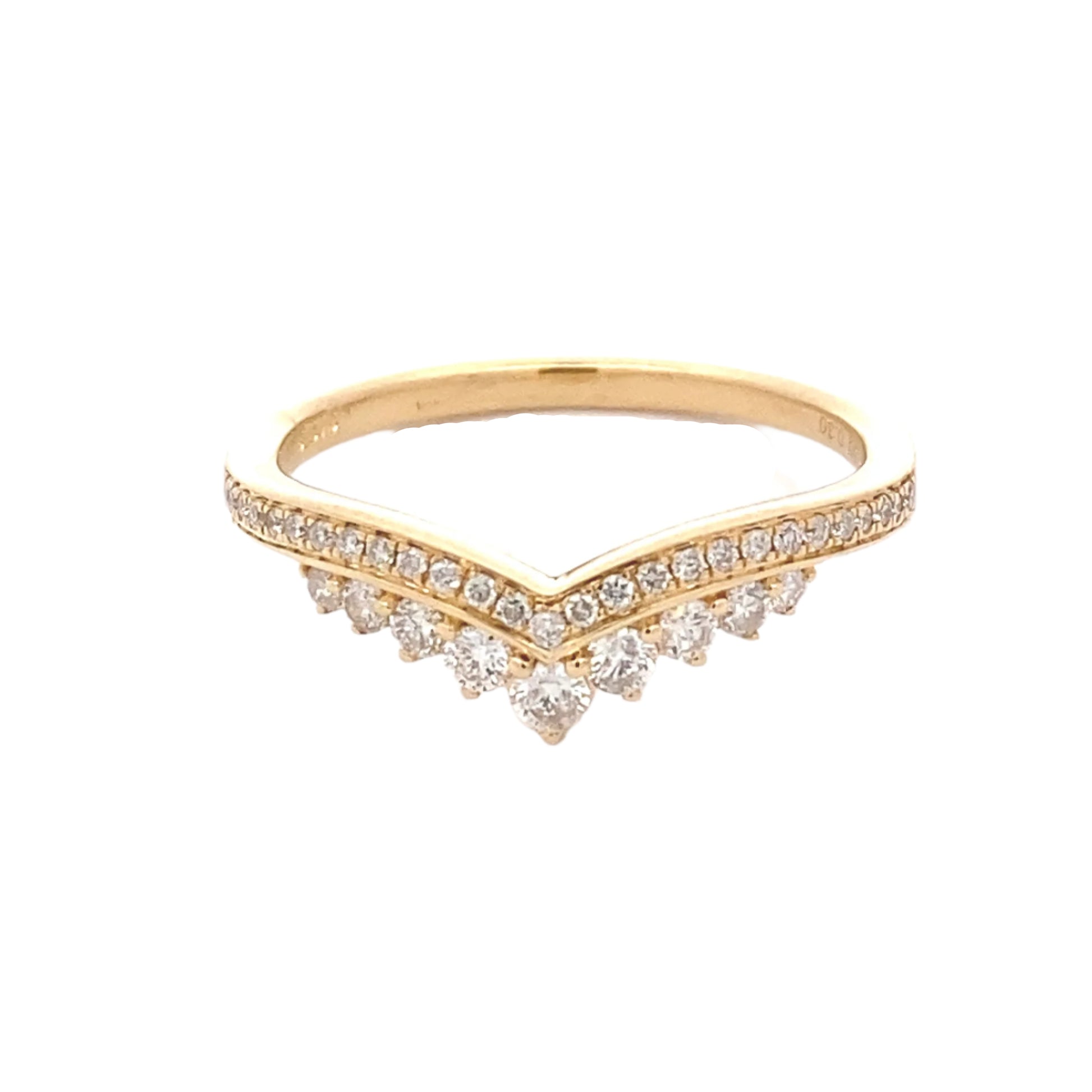 Wishbone Shaped Diamond Set Wedding Band Gardiner Brothers 18ct Yellow Gold