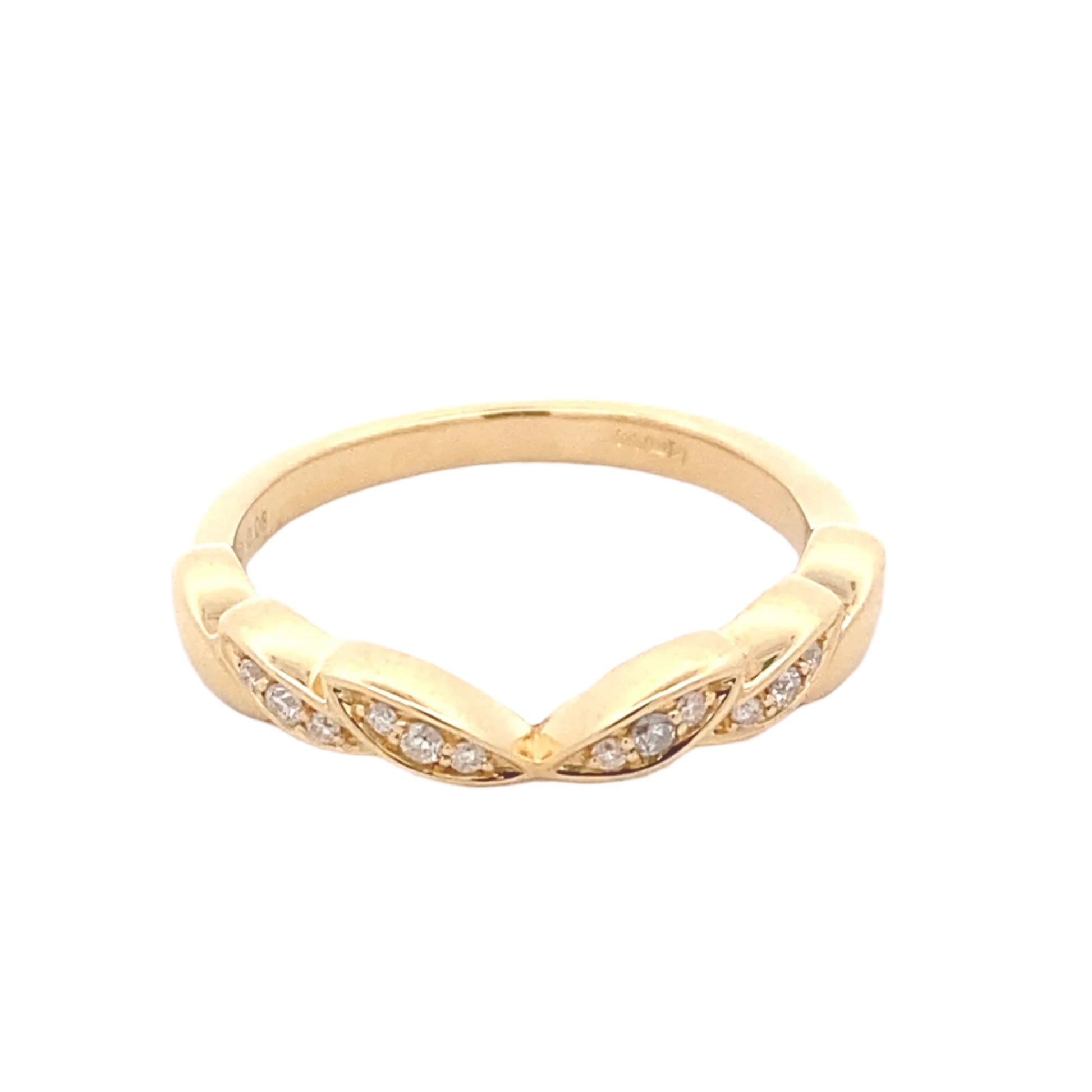 Fancy Shaped Half Bowtie Diamond Set Wedding Band Gardiner Brothers 18ct Yellow Gold