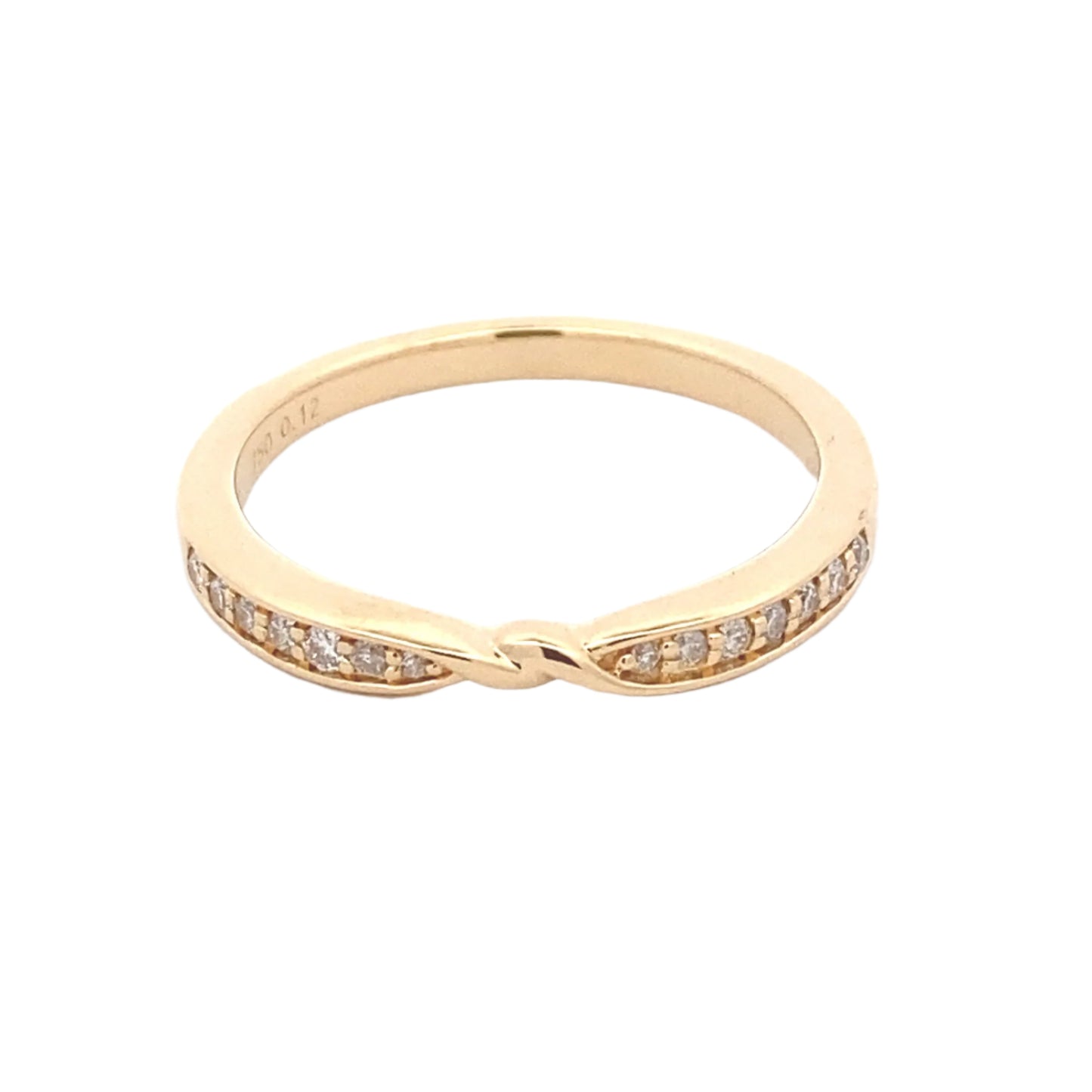 Twisted Bowtie Shaped Diamond Set Wedding Band Gardiner Brothers 18ct Yellow Gold