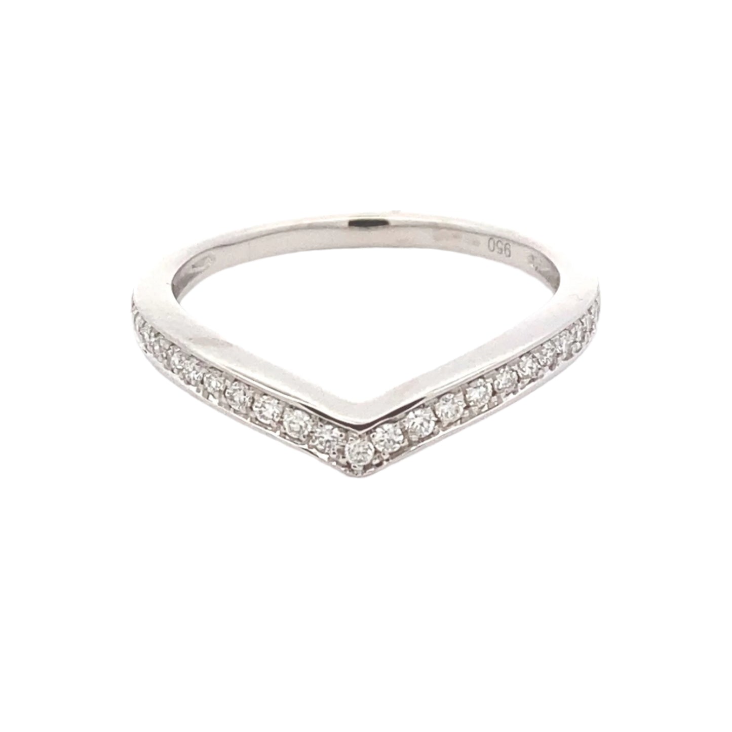 Channel Pavé Diamond Set Wishbone Shaped Wedding Band Gardiner Brothers Platinum