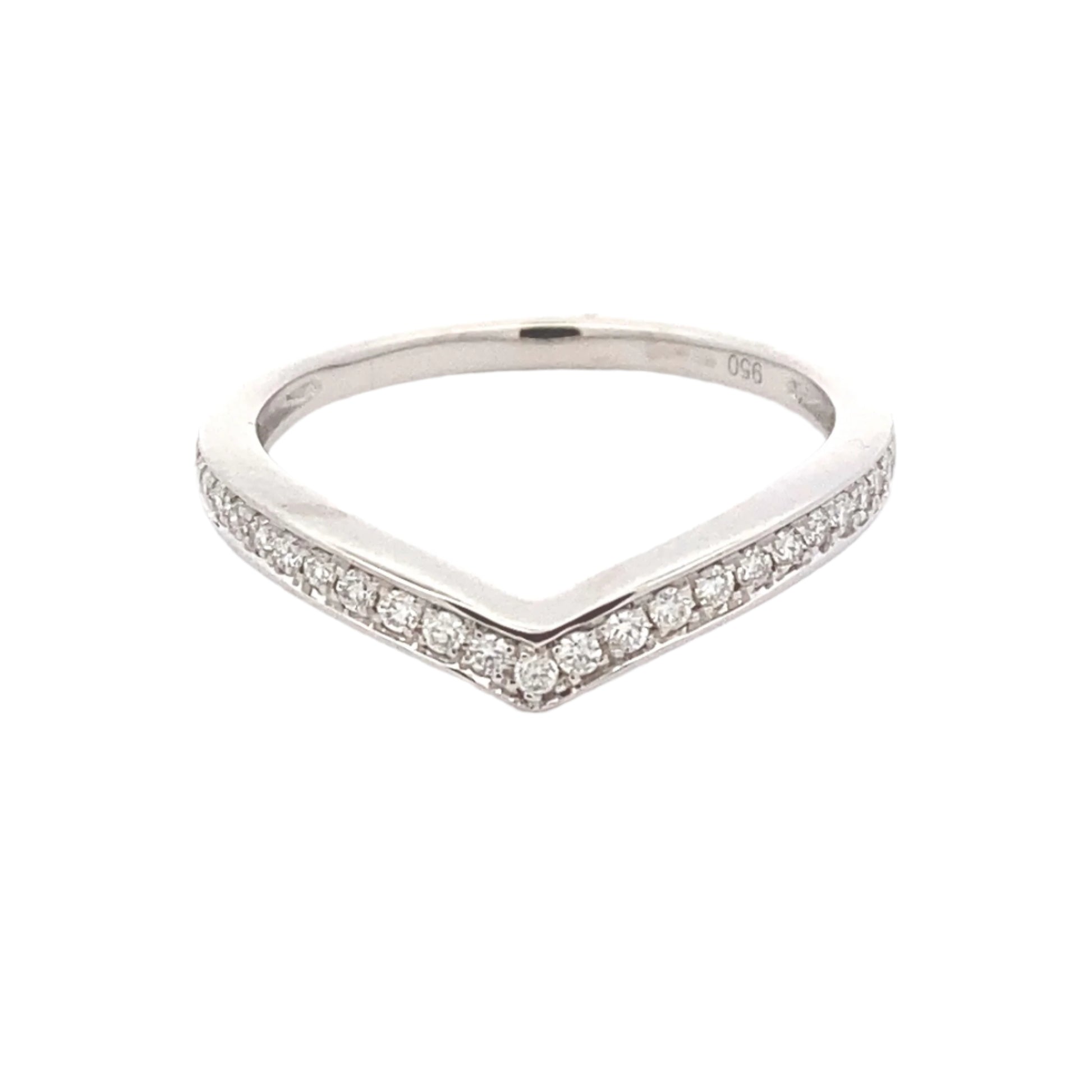 Channel Pavé Diamond Set Wishbone Shaped Wedding Band Gardiner Brothers Platinum