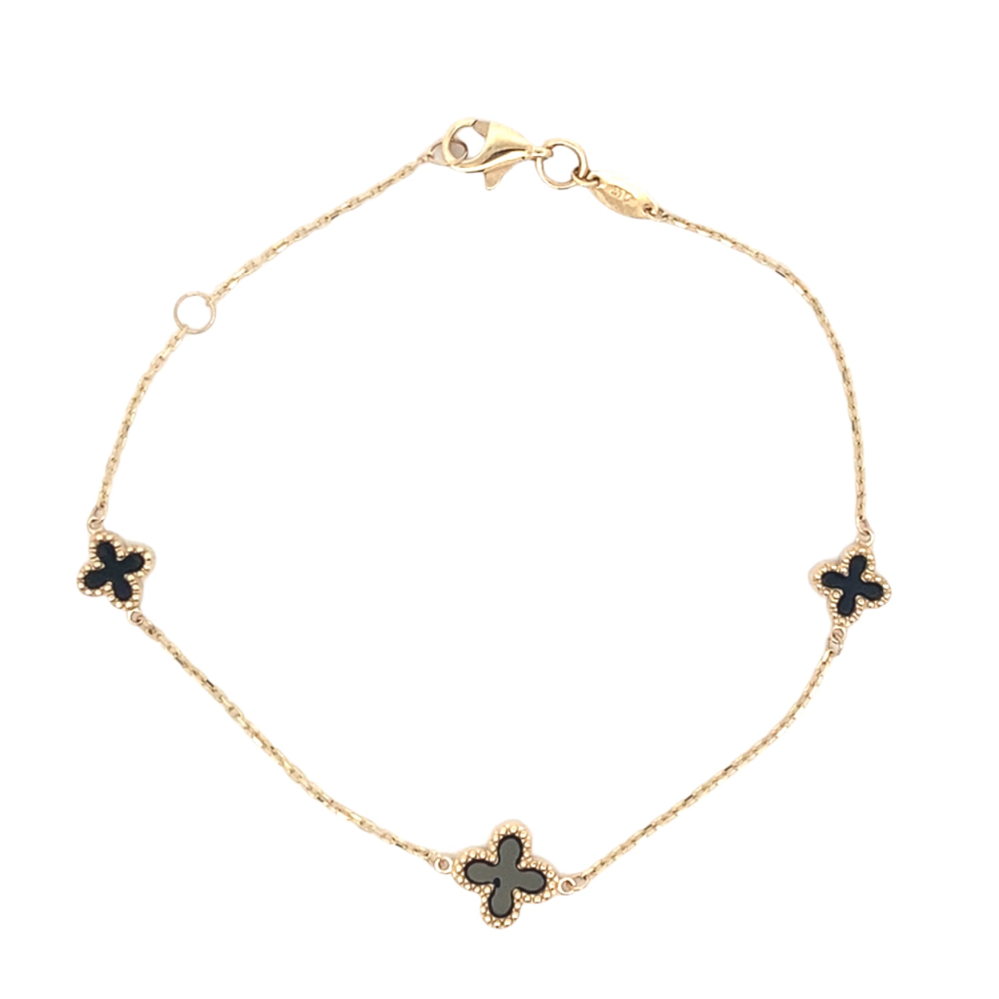 Yellow Gold Onyx Flower Petal Bracelet Gardiner Brothers