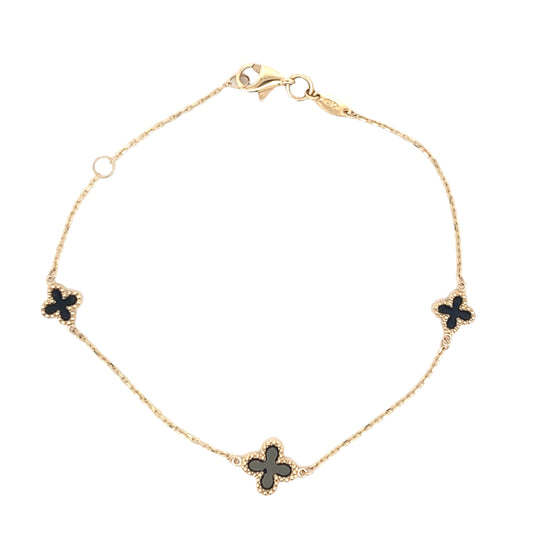 Yellow Gold Onyx Flower Petal Bracelet Gardiner Brothers