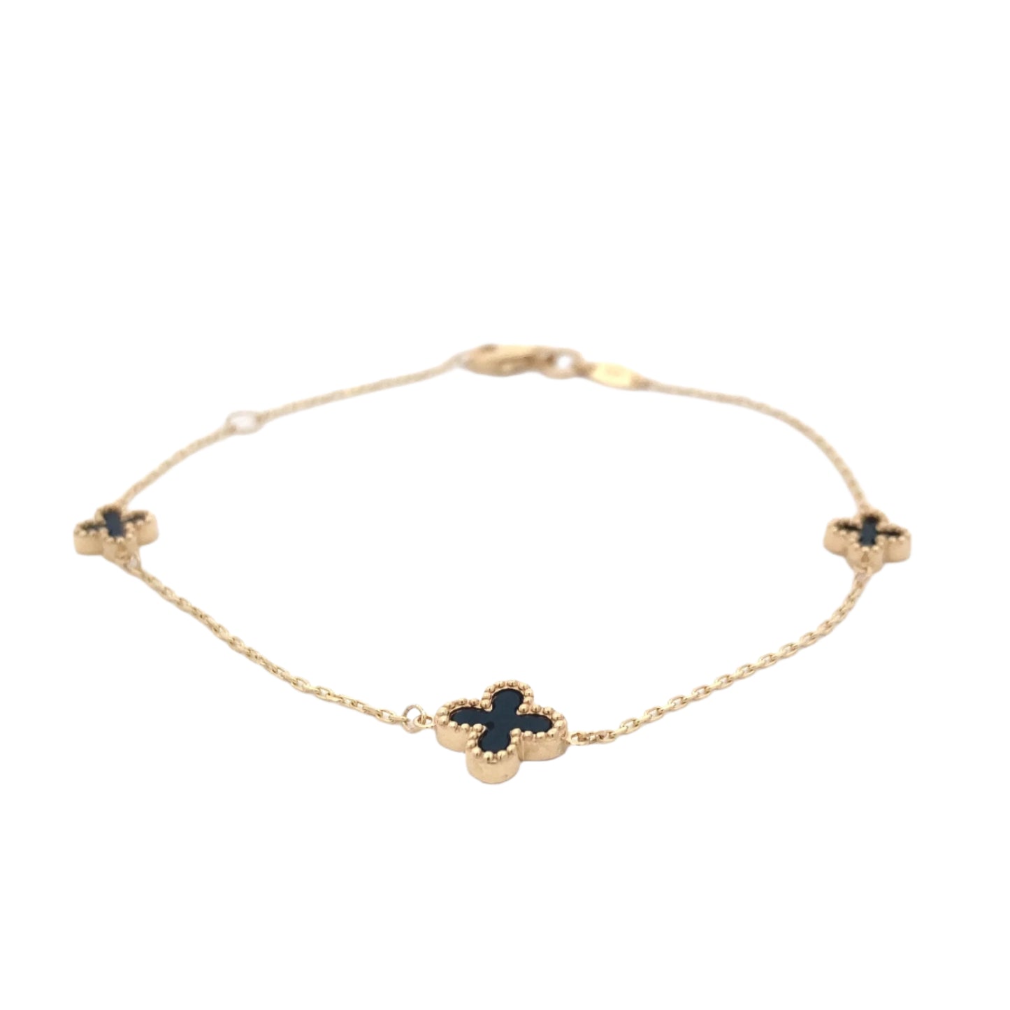 Yellow Gold Onyx Flower Petal Bracelet Gardiner Brothers