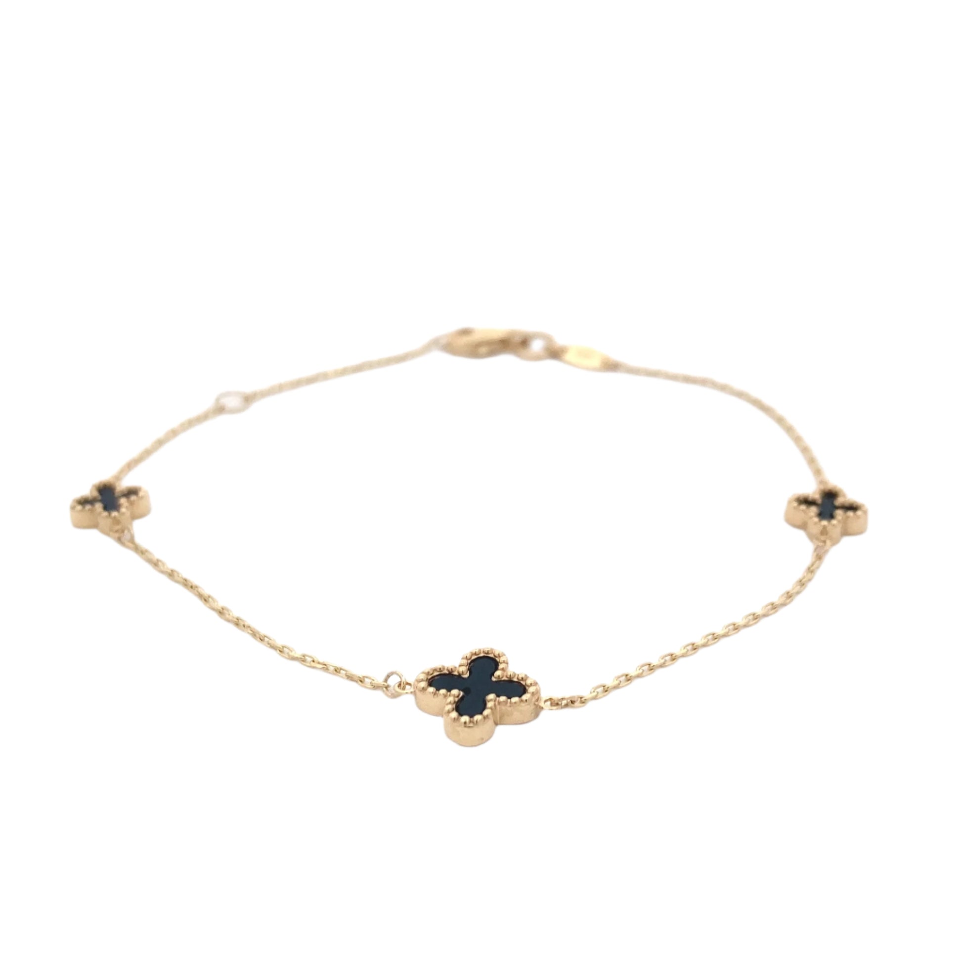 Yellow Gold Onyx Flower Petal Bracelet Gardiner Brothers