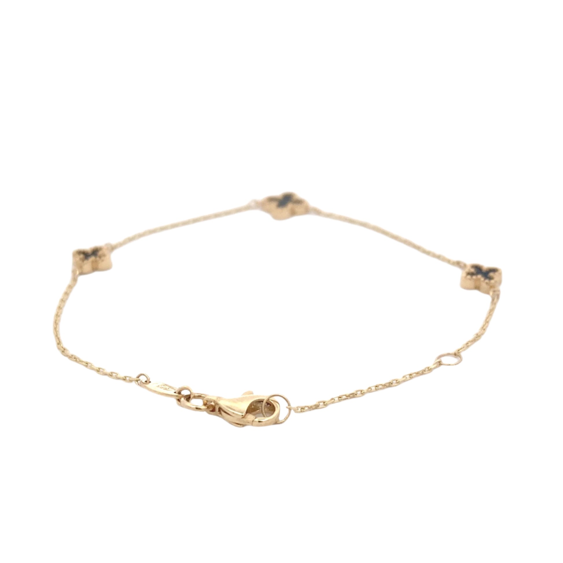 Yellow Gold Onyx Flower Petal Bracelet Gardiner Brothers