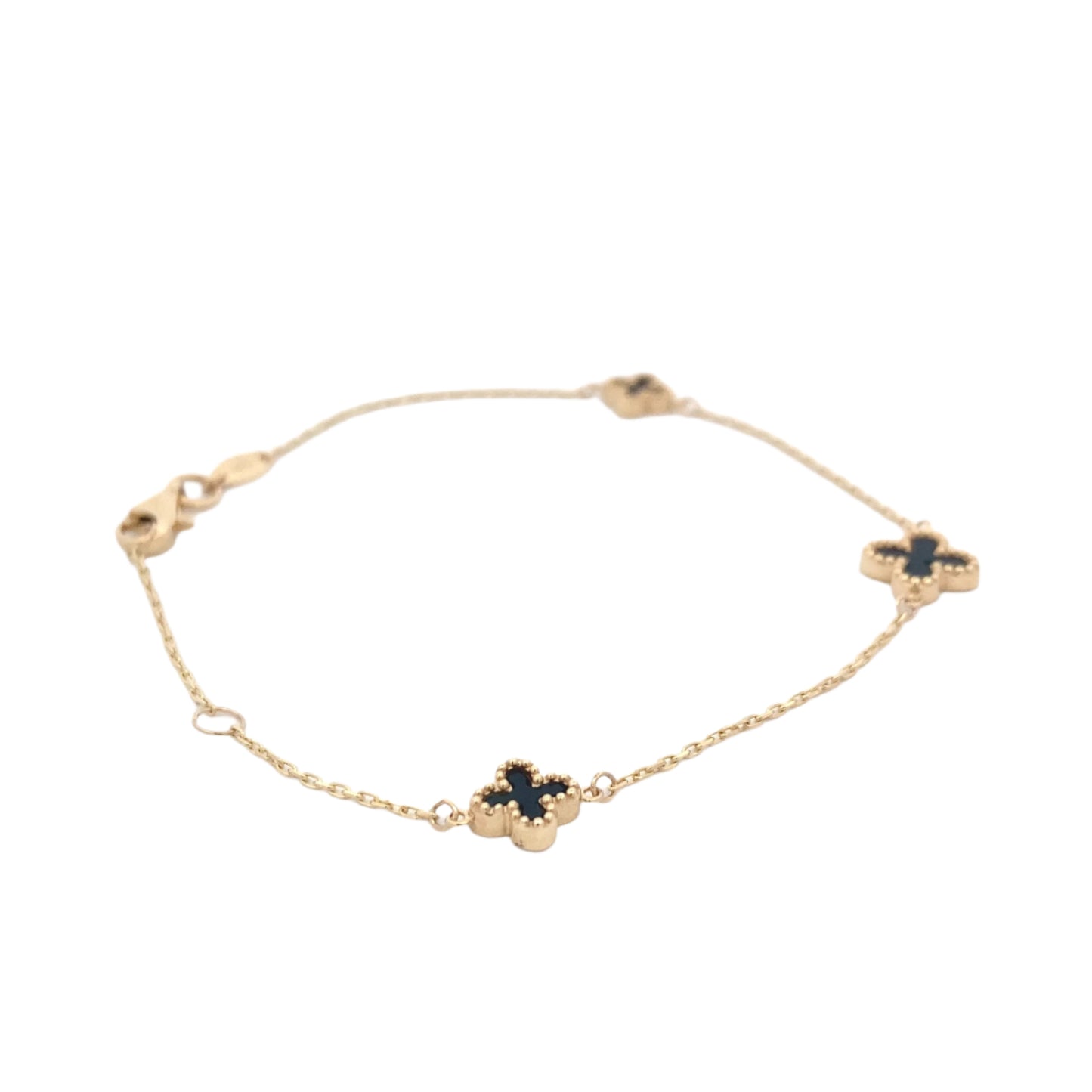 Yellow Gold Onyx Flower Petal Bracelet Gardiner Brothers