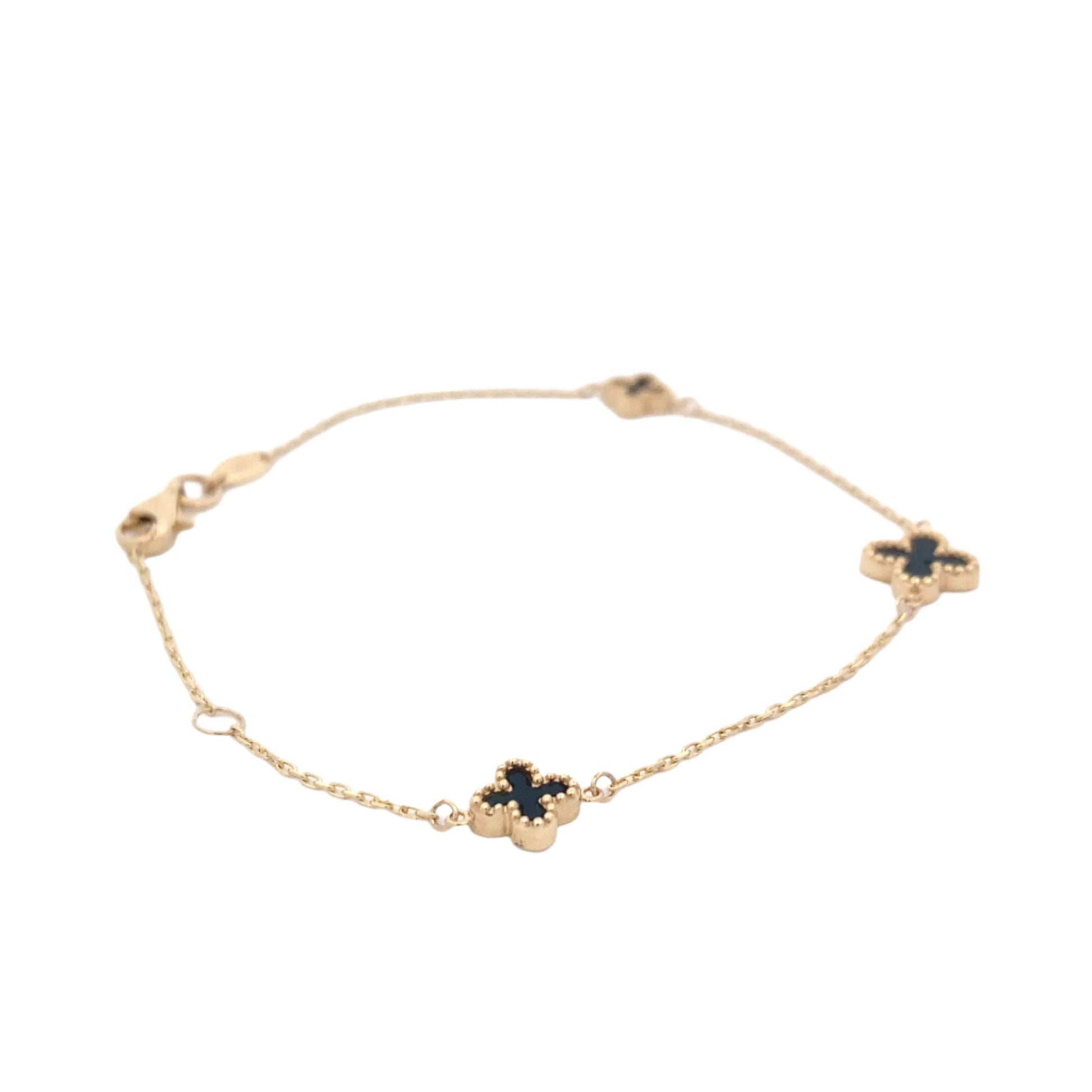 Yellow Gold Onyx Flower Petal Bracelet Gardiner Brothers