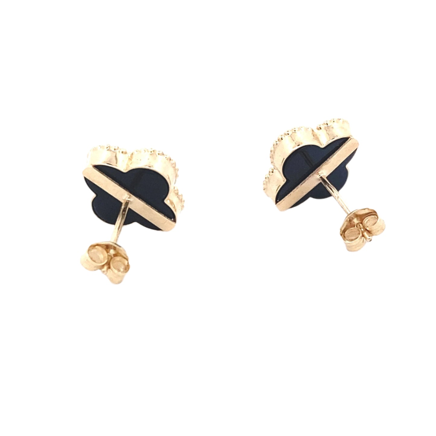 Yellow Gold Onyx Flower Petal Earrings Gardiner Brothers