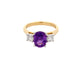 Purple Sapphire and round brilliant cut diamond 3 stone ring Gardiner Brothers