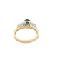Oval Shaped Green sapphire and pear shaped diamond 3 stone ring Gardiner Brothers