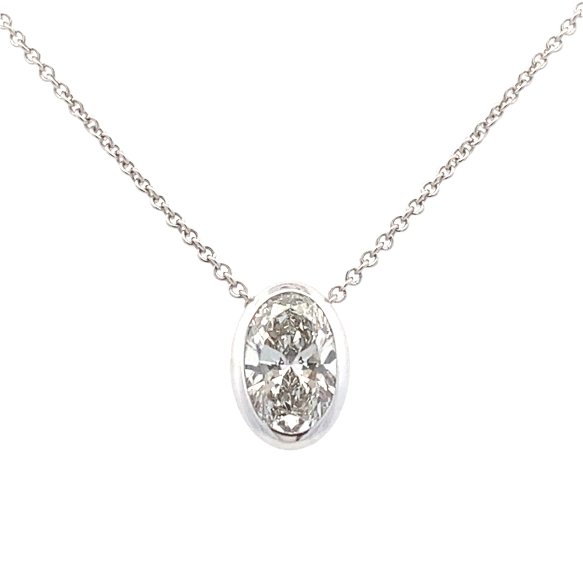 Lab grown oval shaped diamond solitaire pendant - 1.04cts Gardiner Brothers