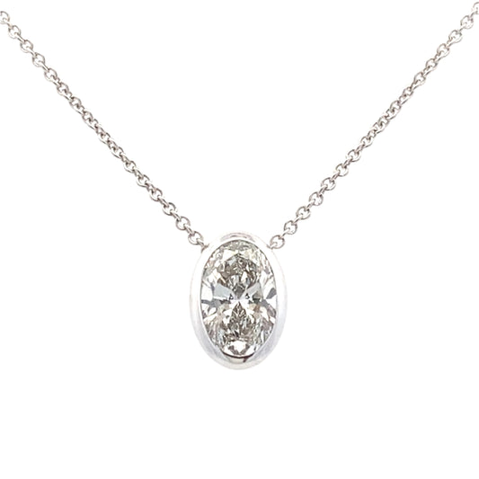 Lab grown oval shaped diamond solitaire pendant - 1.04cts Gardiner Brothers