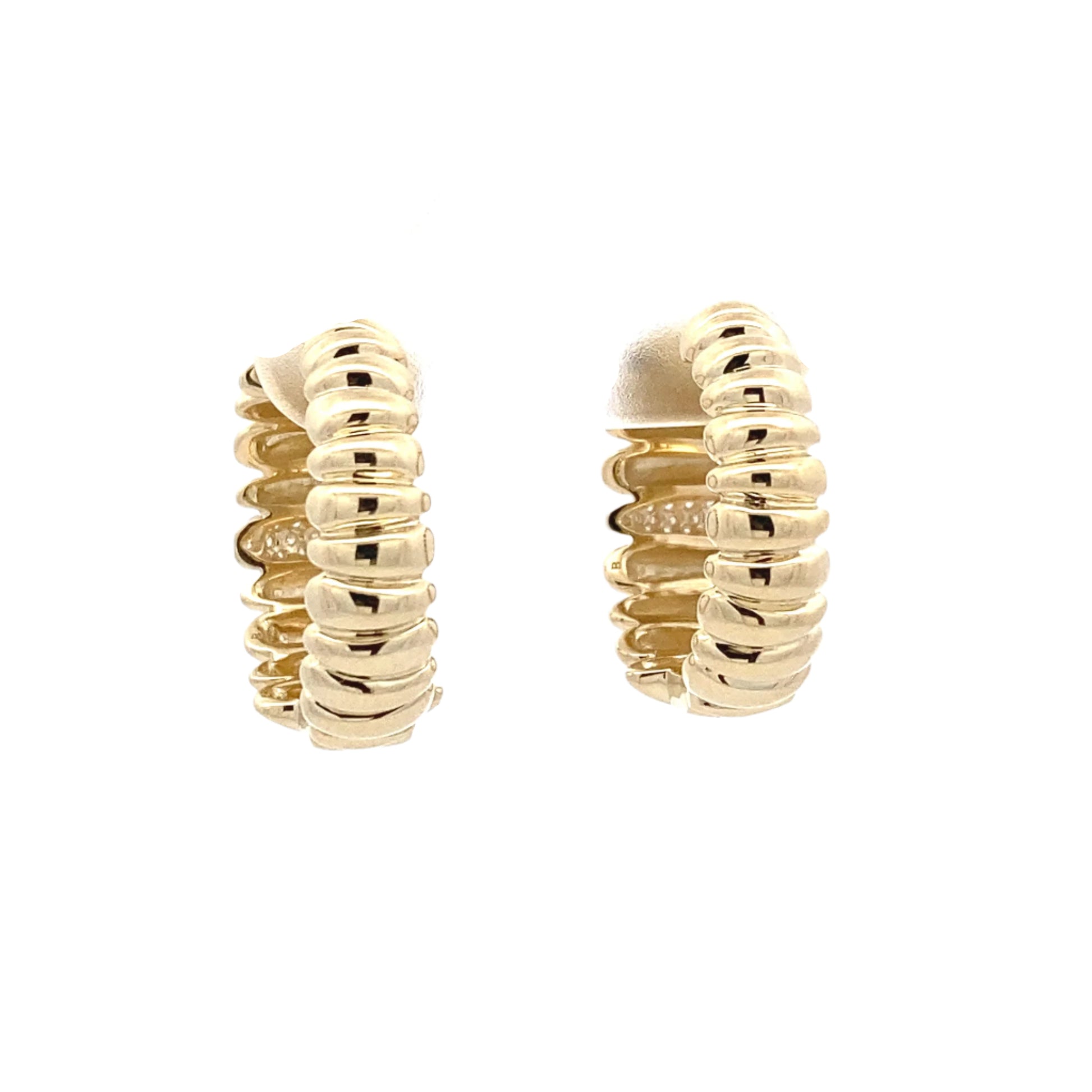 Yellow Gold fancy hoop earrings with round brilliant cut diamonds Gardiner Brothers