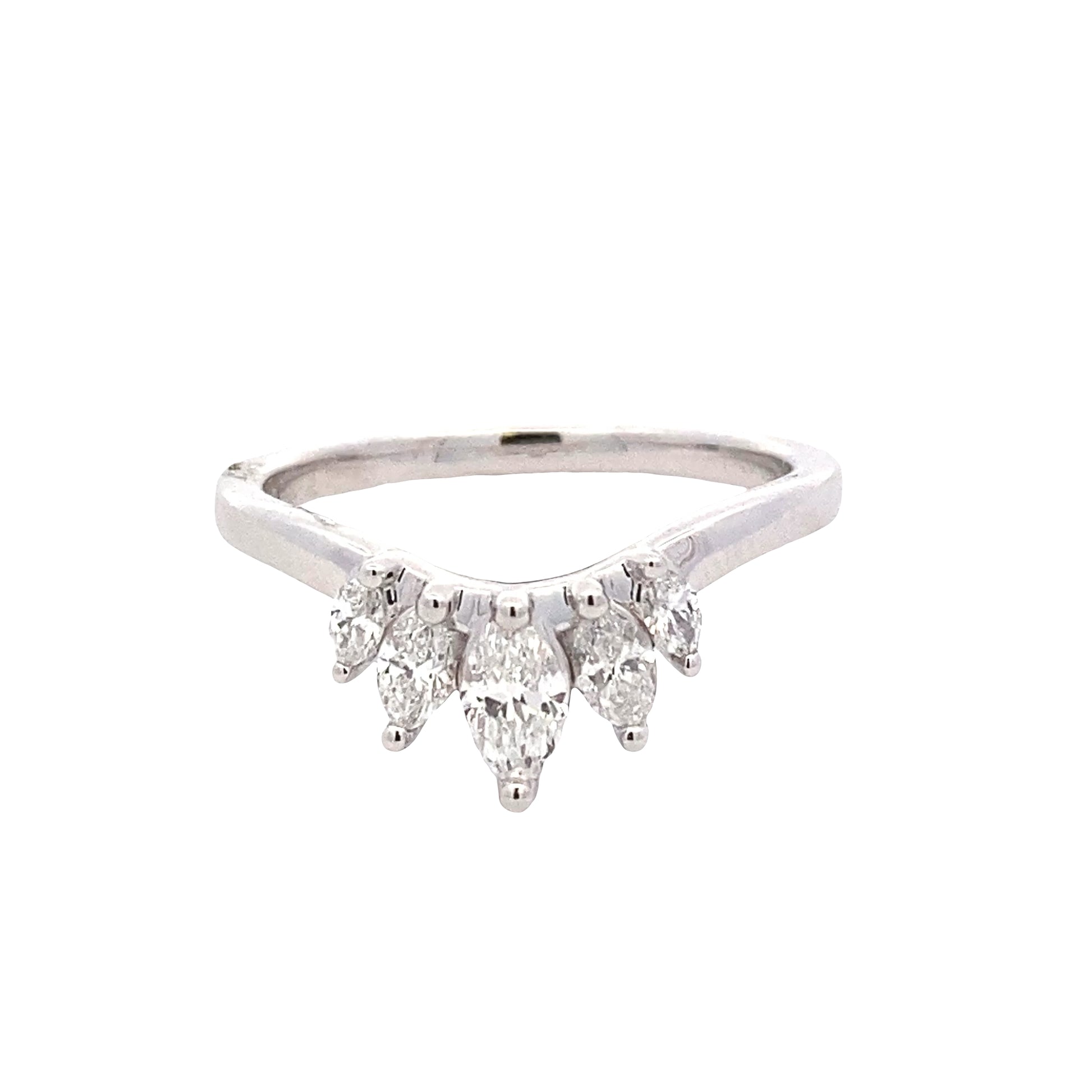 Marquise Shaped Diamond 5 Stone Bow Style Ring Gardiner Brothers Platinum