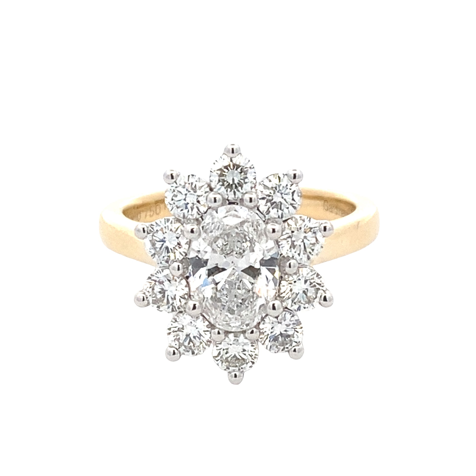 Oval and Round Brilliant Cut Diamond Cluster Style Ring Gardiner Brothers