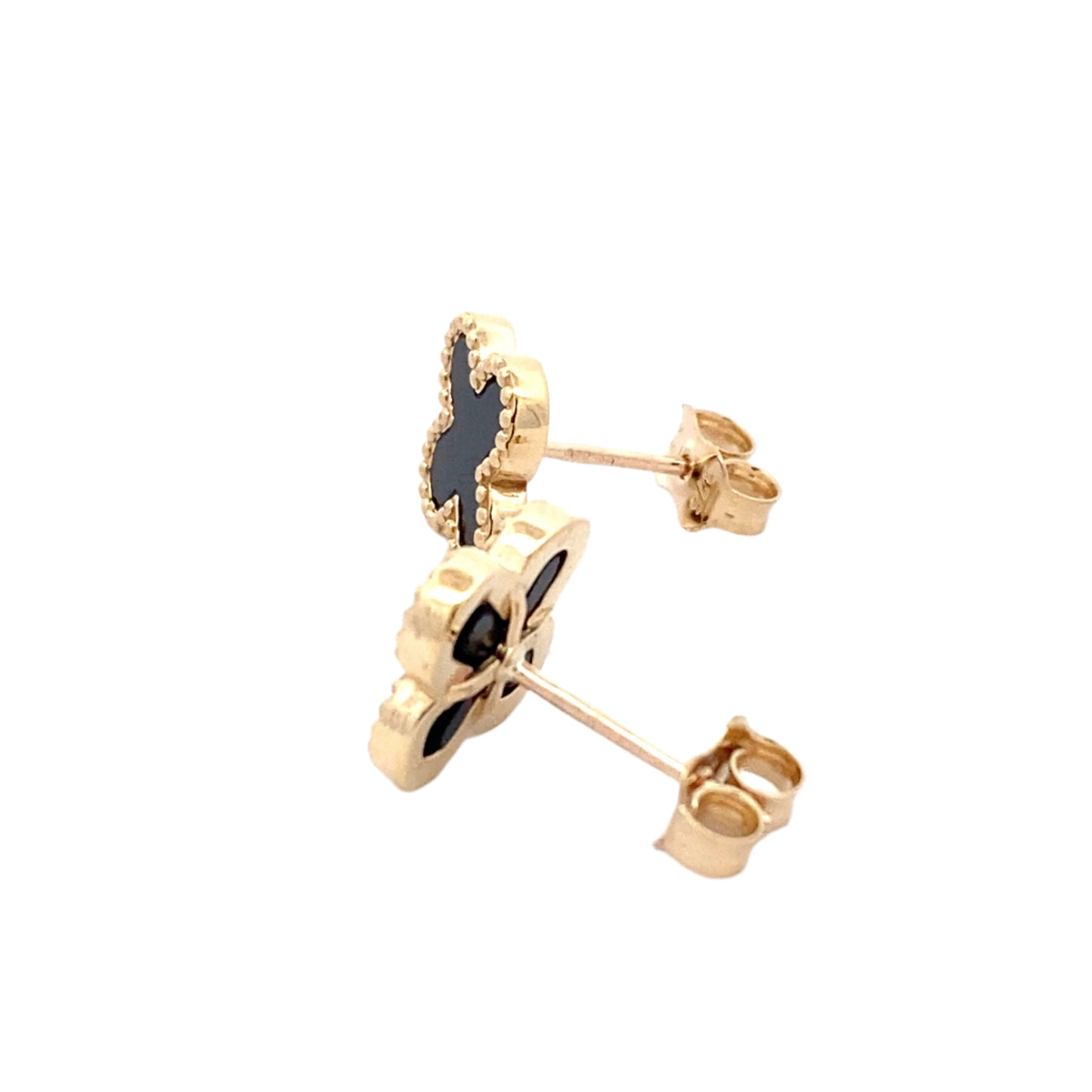 Yellow Gold Onyx Flower Petal Earrings Gardiner Brothers