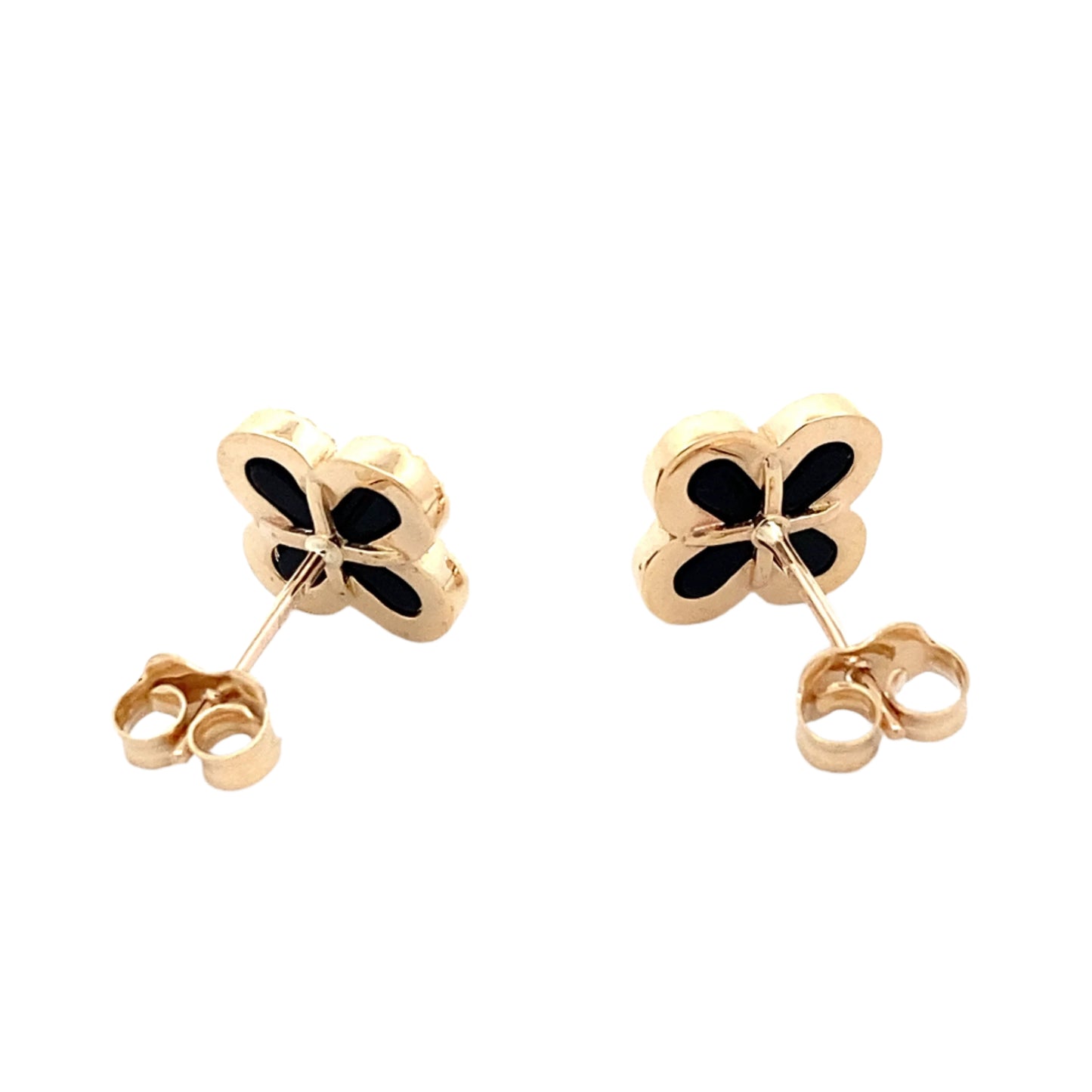 Yellow Gold Onyx Flower Petal Earrings Gardiner Brothers