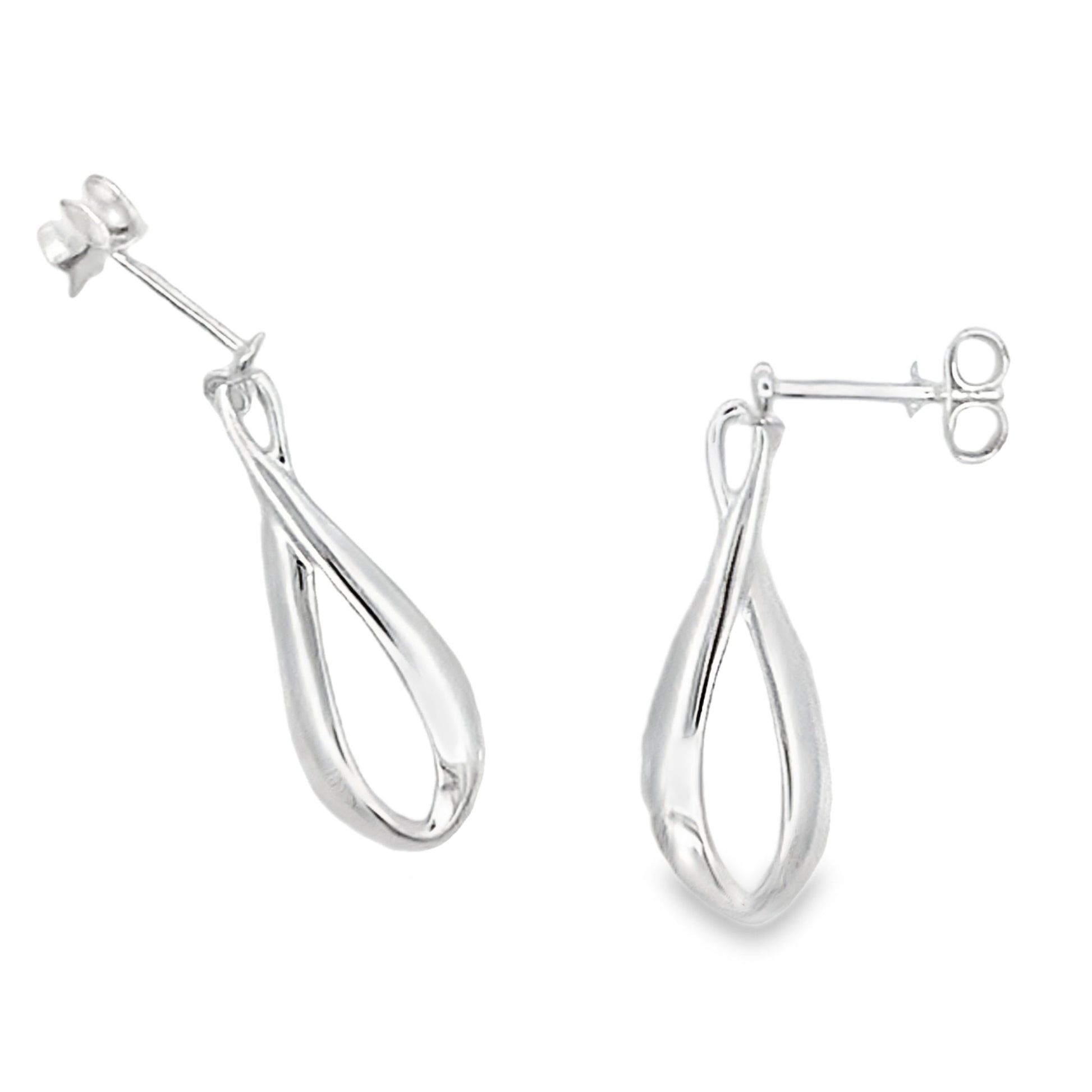 Silver 'Figure of 8' Drop Style Earrings Gardiner Brothers