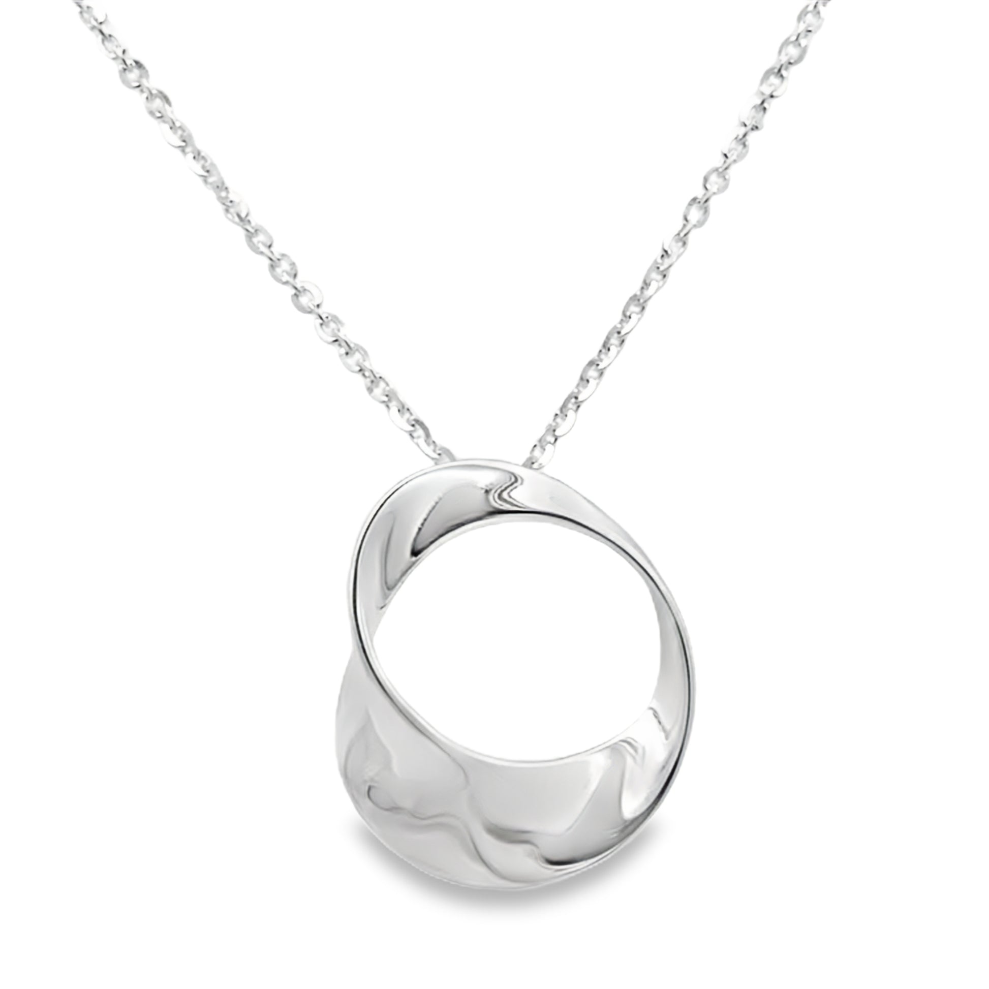 Silver Twisted Cushion Shaped Pendant Gardiner Brothers