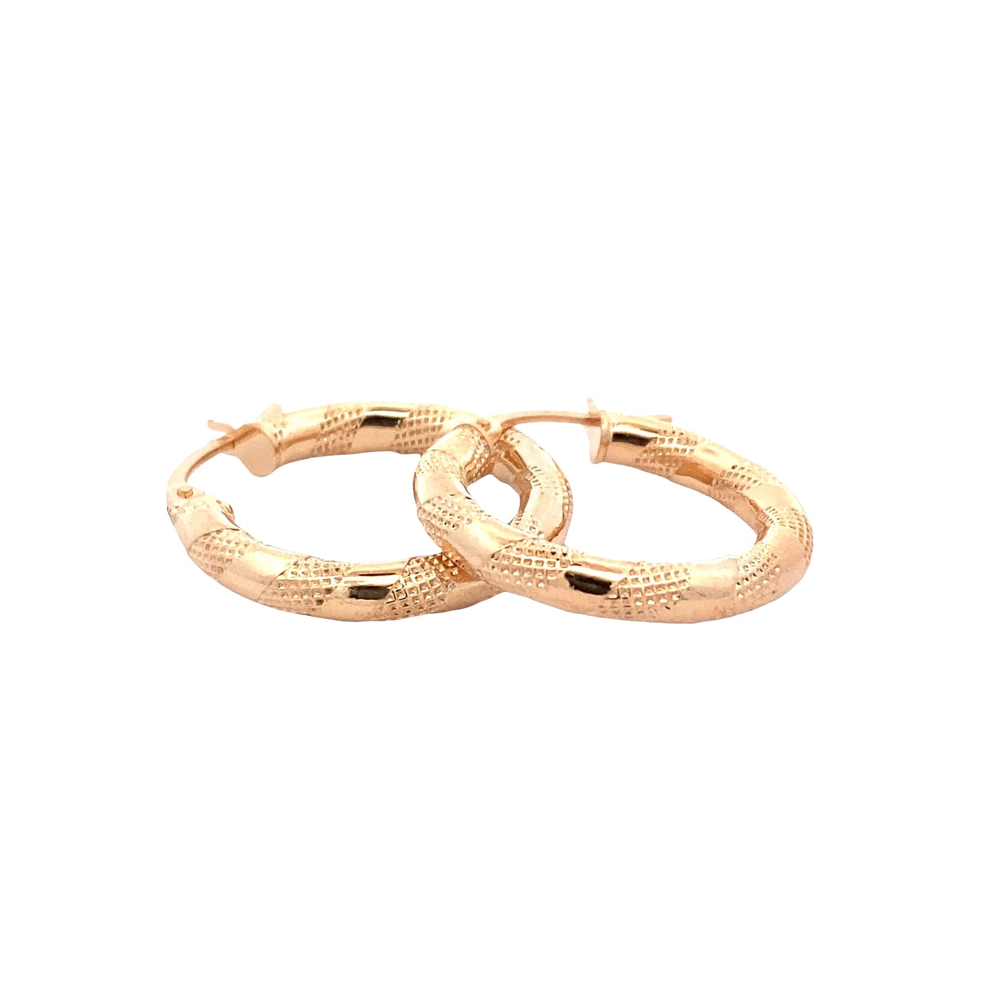 Yellow Gold Fancy Finish Hoop Earrings Gardiner Brothers