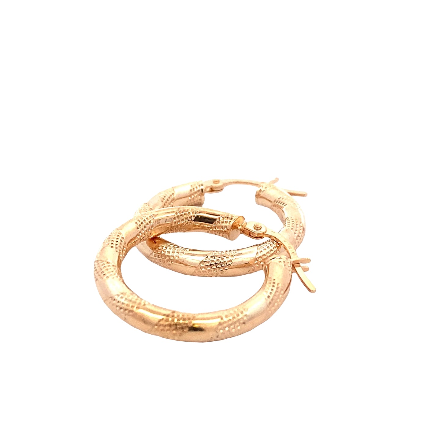 Yellow Gold Fancy Finish Hoop Earrings Gardiner Brothers