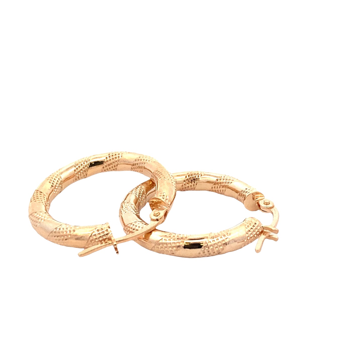 Yellow Gold Fancy Finish Hoop Earrings Gardiner Brothers