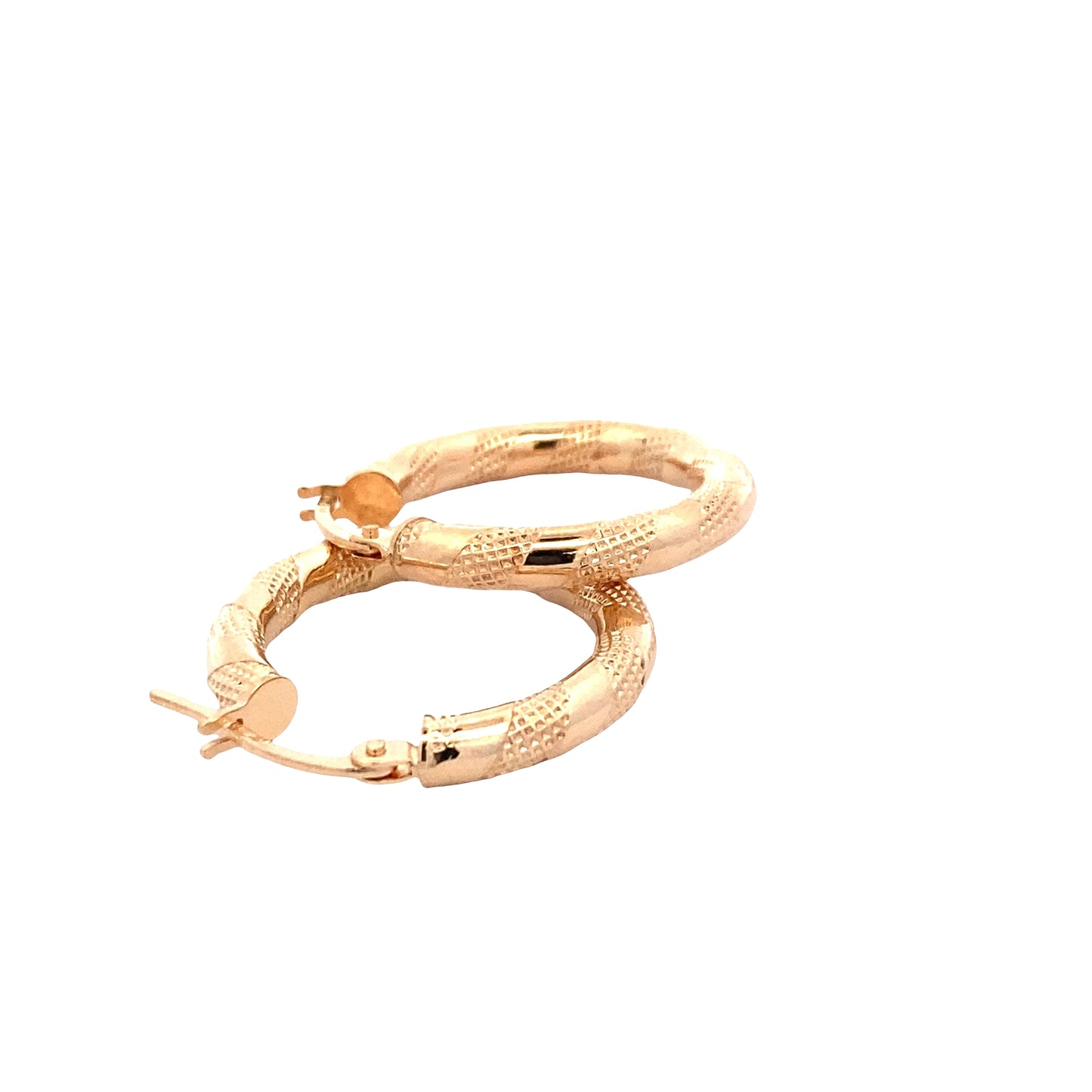 Yellow Gold Fancy Finish Hoop Earrings Gardiner Brothers