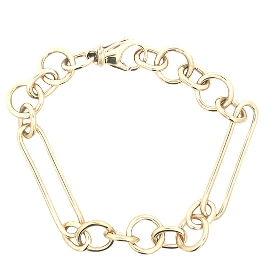 Yellow Gold Oblong and round link bracelet Gardiner Brothers
