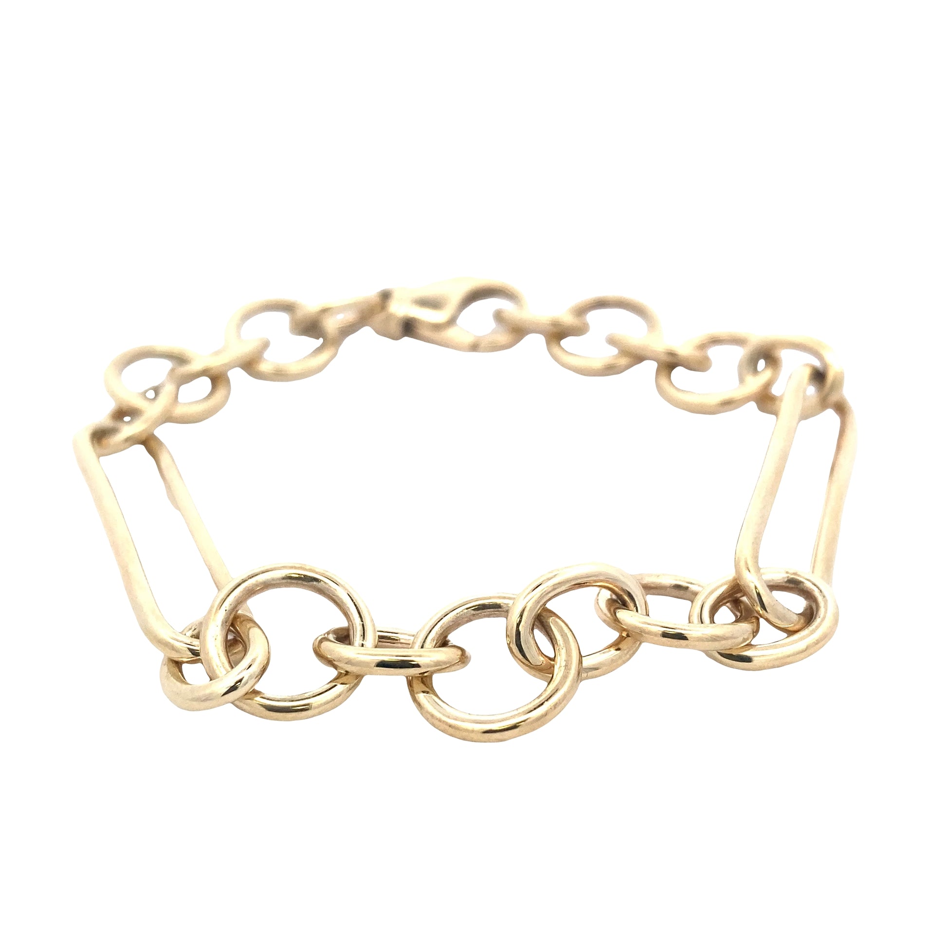 Yellow Gold Oblong and round link bracelet Gardiner Brothers