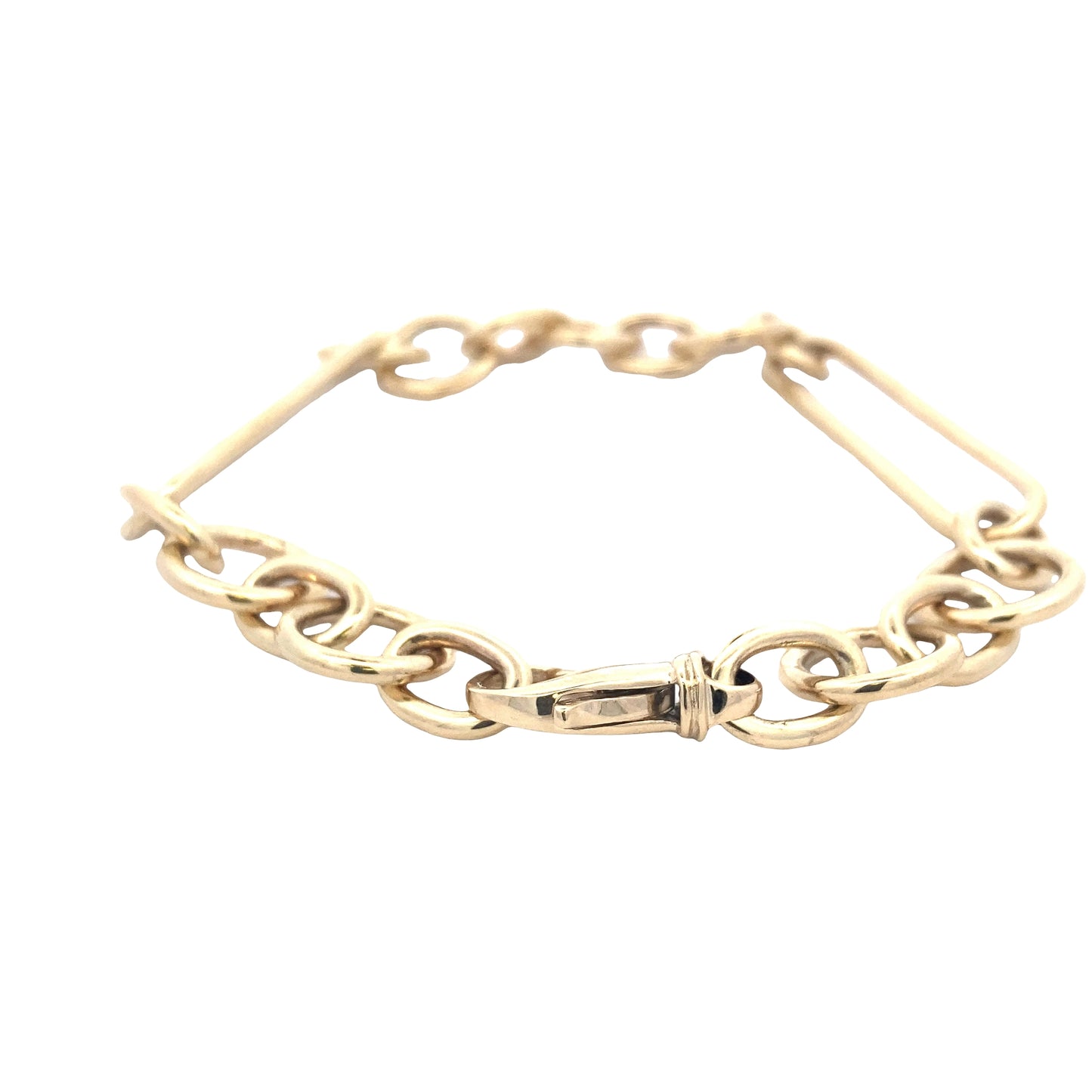 Yellow Gold Oblong and round link bracelet Gardiner Brothers