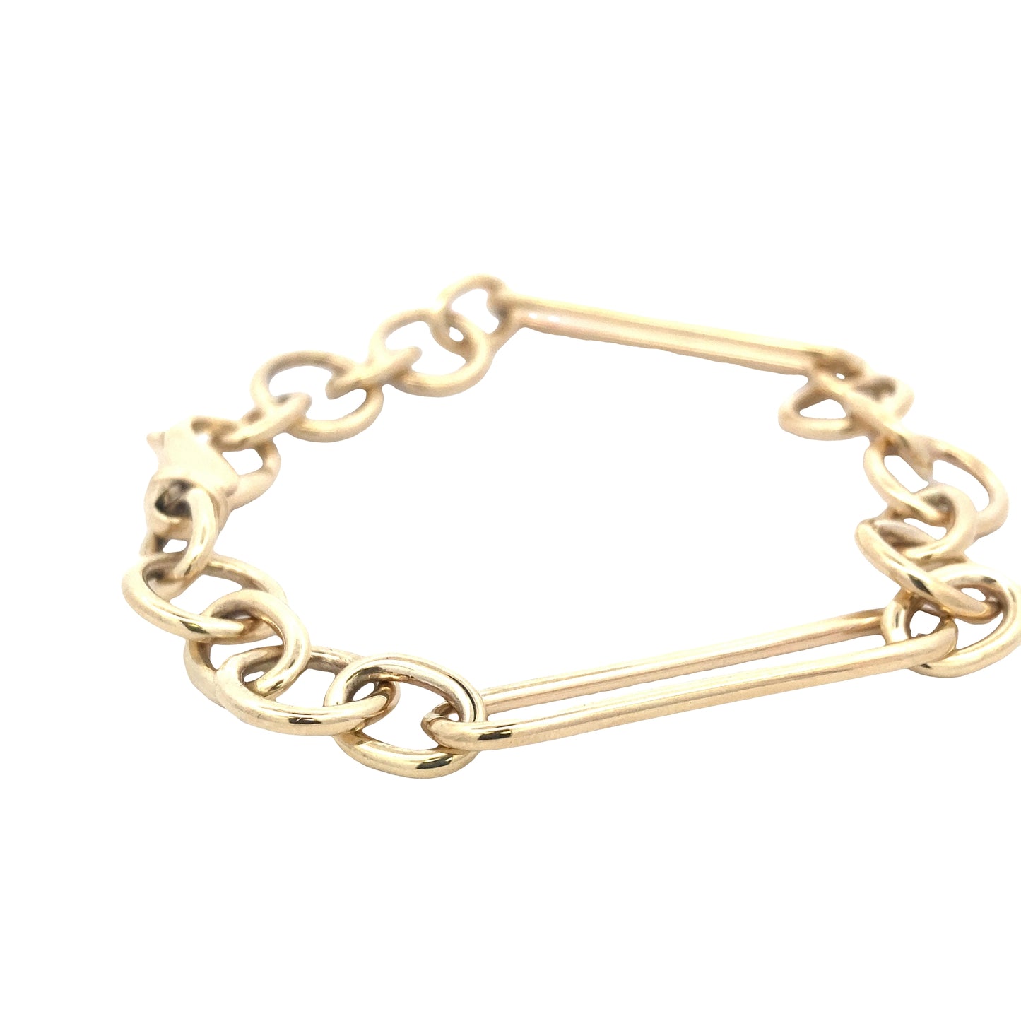Yellow Gold Oblong and round link bracelet Gardiner Brothers