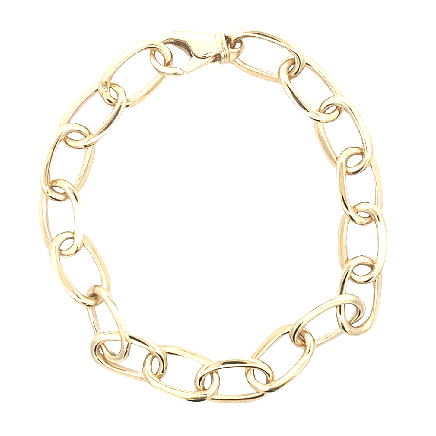 Yellow Gold Oblong Link Bracelet with a razor edge finish Gardiner Brothers