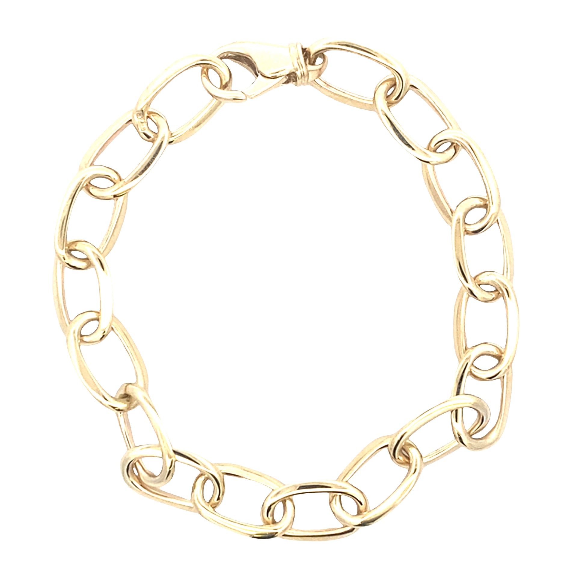 Yellow Gold Oblong Link Bracelet with a razor edge finish Gardiner Brothers