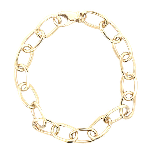 Yellow Gold Oblong Link Bracelet with a razor edge finish Gardiner Brothers