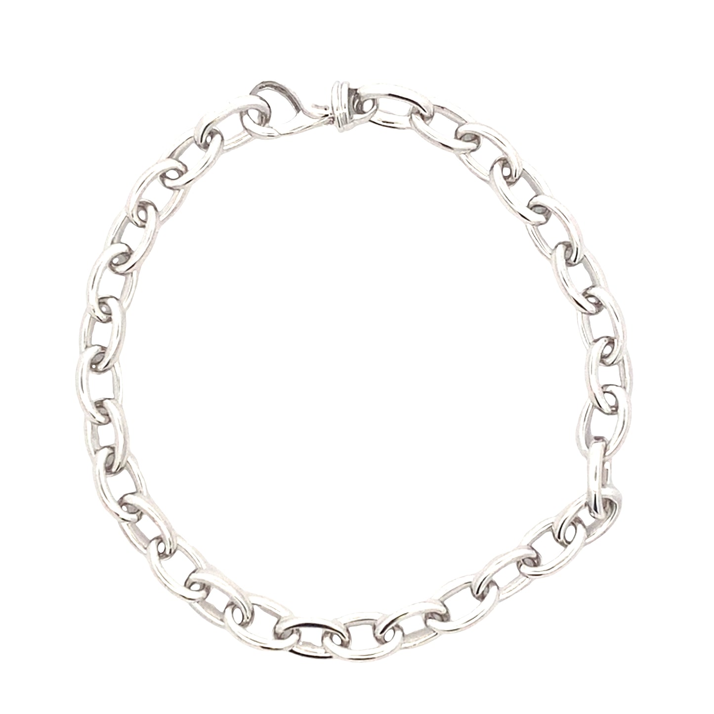 White Gold oval Link Bracelet Gardiner Brothers