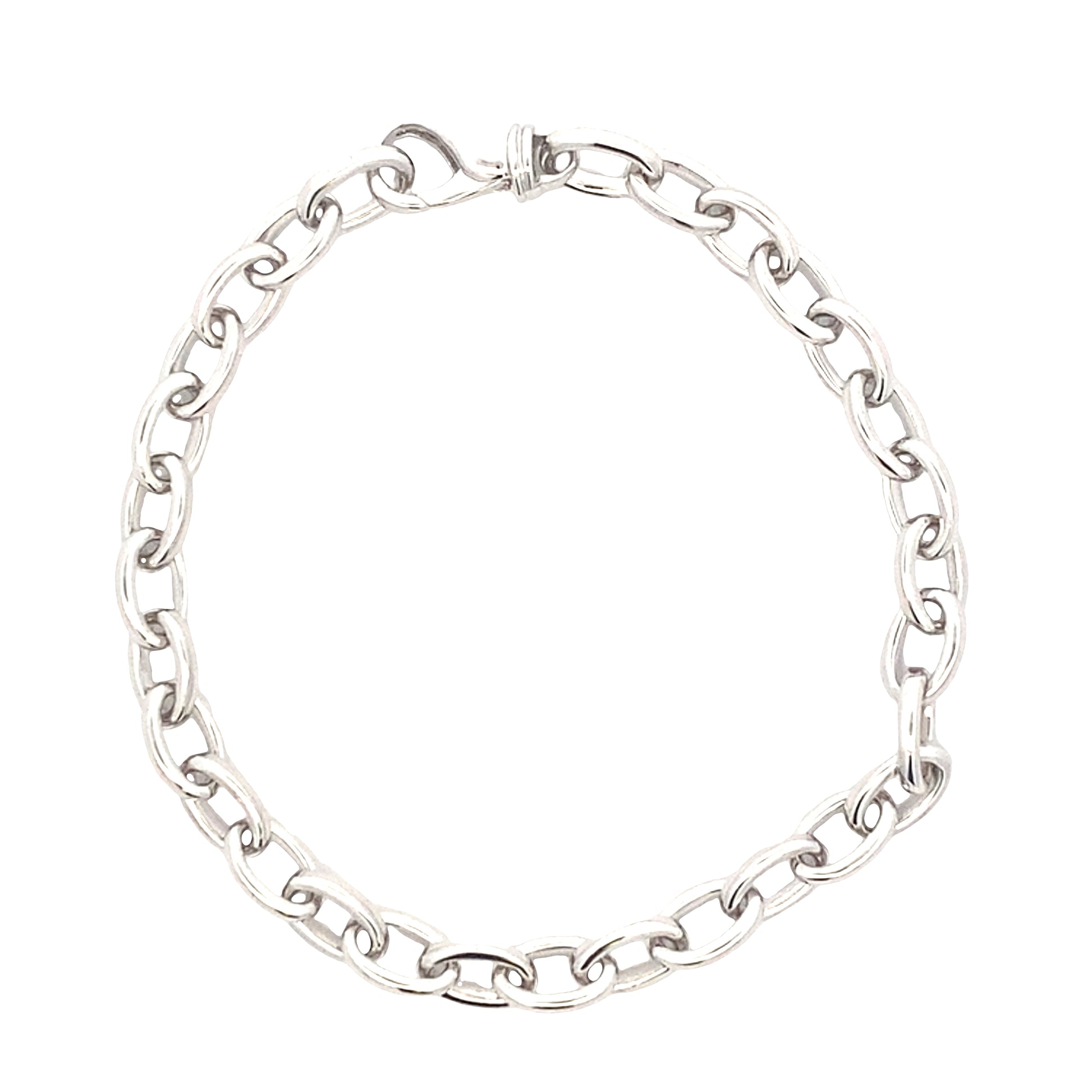 White Gold oval Link Bracelet Gardiner Brothers